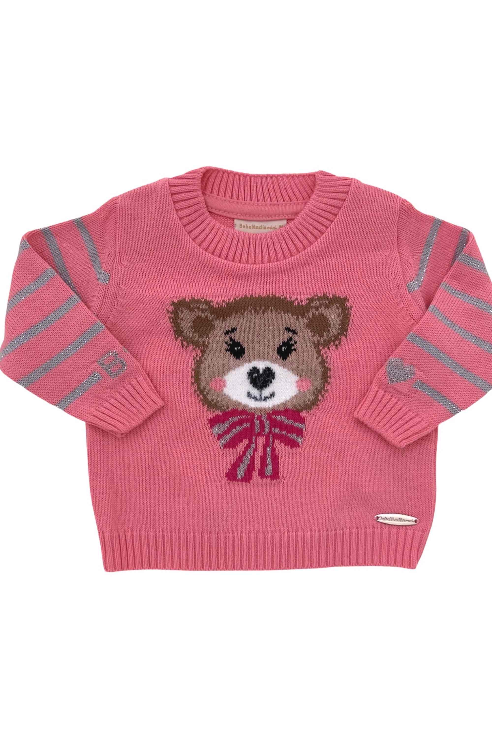 Blusa de Tricot Infantil com Estampa de Ursinho Para Menina — foto 2