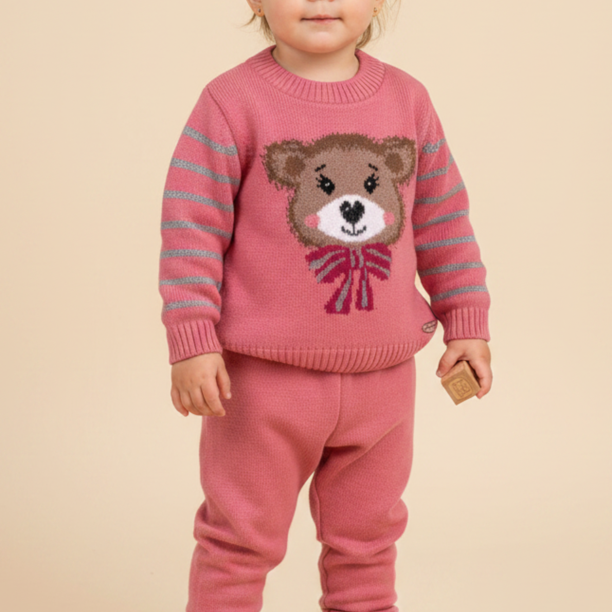 Blusa de Tricot Infantil com Estampa de Ursinho Para Menina — foto 1