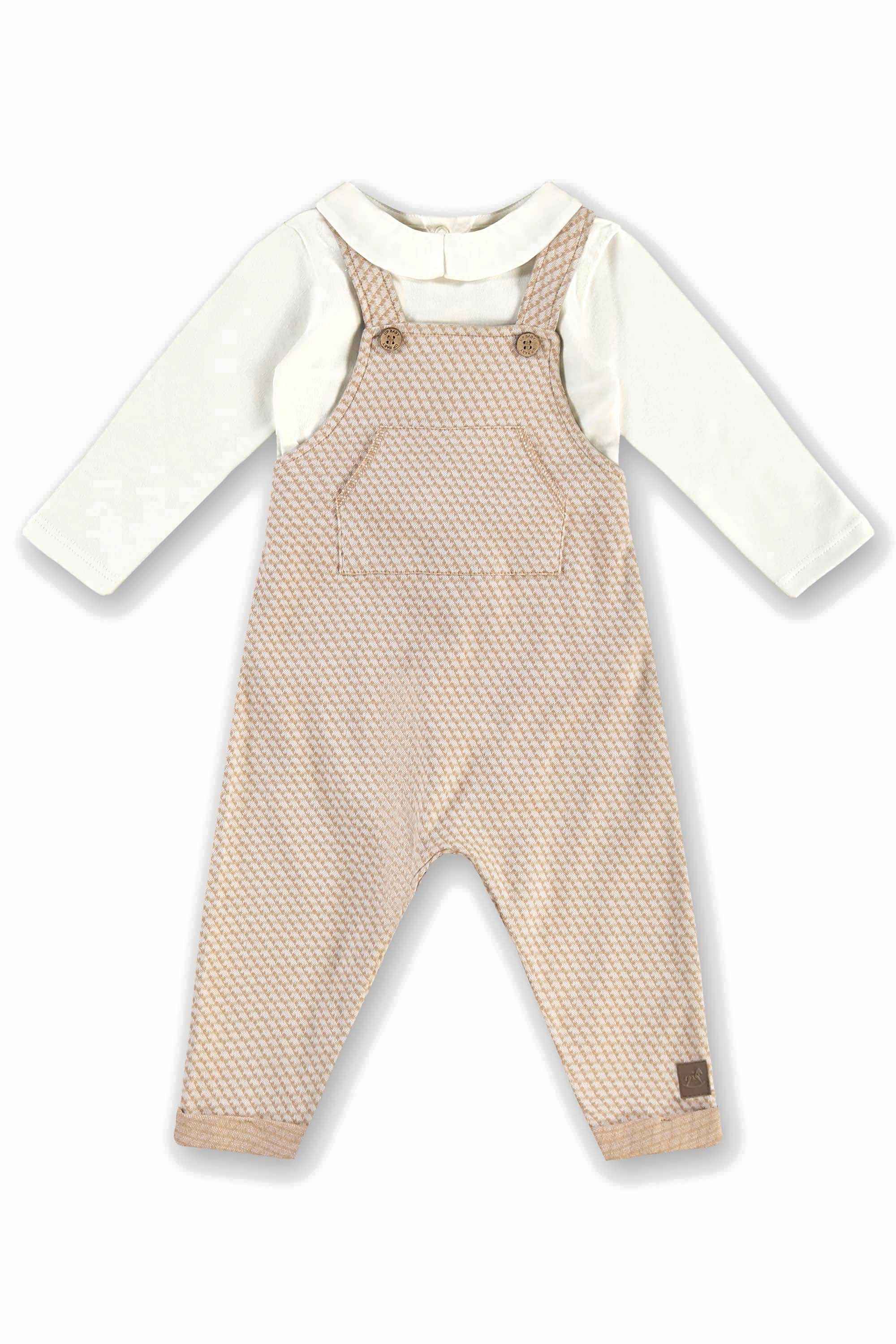 Conjunto Jardineira e Body para Bebê em Malha Jacquard Xadrez — foto 3
