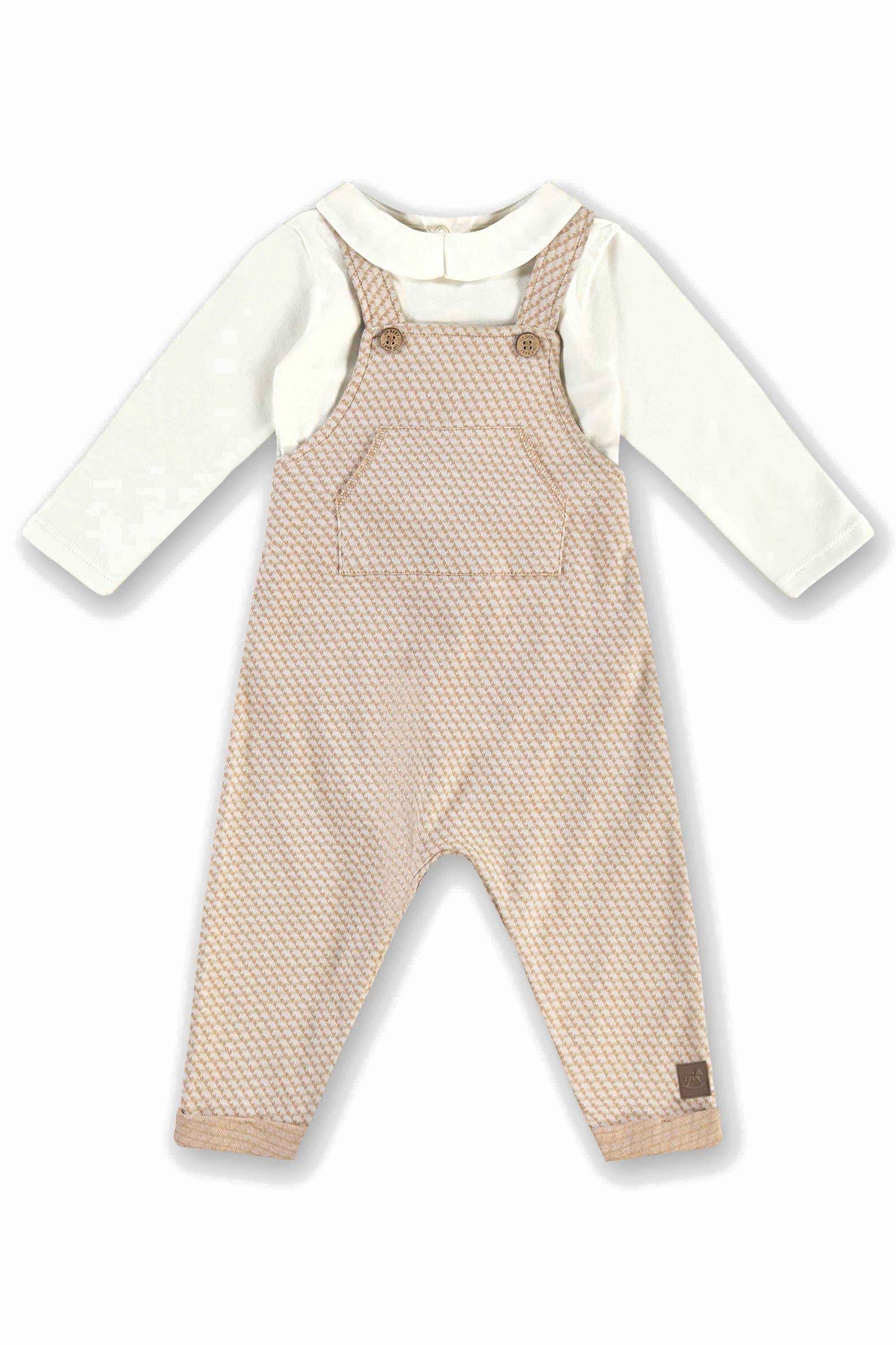 Conjunto Jardineira e Body para Bebê em Malha Jacquard Xadrez — foto 3