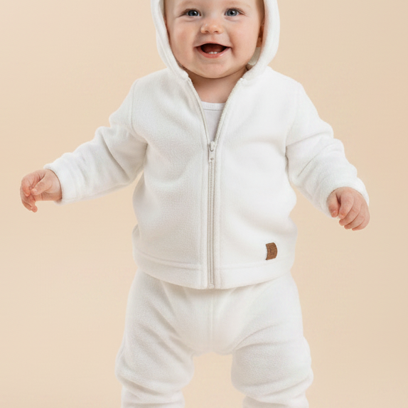 Conjunto Bebê Unissex Orelhinha em Soft Off White
