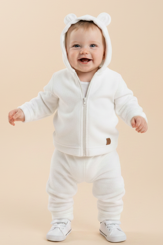 Conjunto Bebê Unissex Orelhinha em Soft Off White