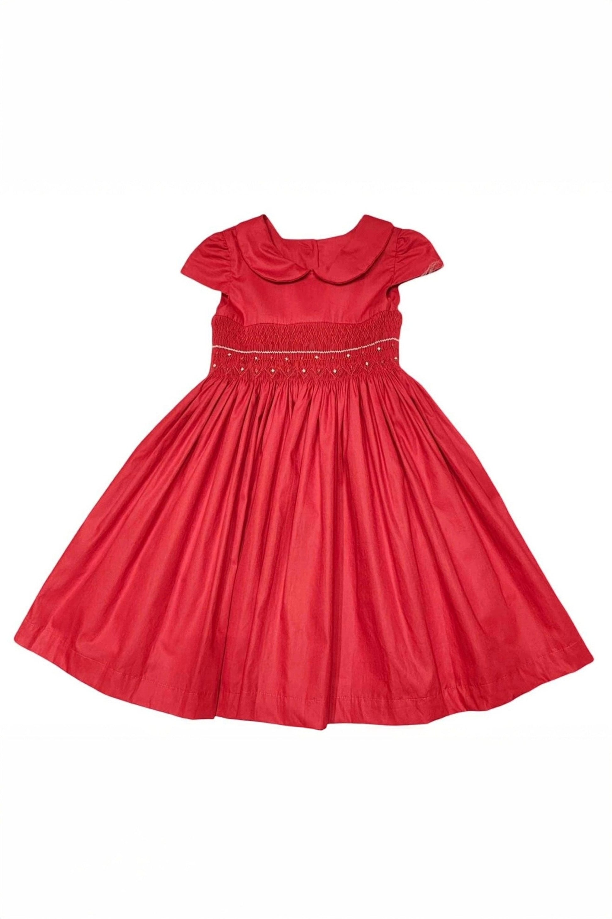 Vestido Infantil Casinha de Abelha Vermelho  Bordado Flores