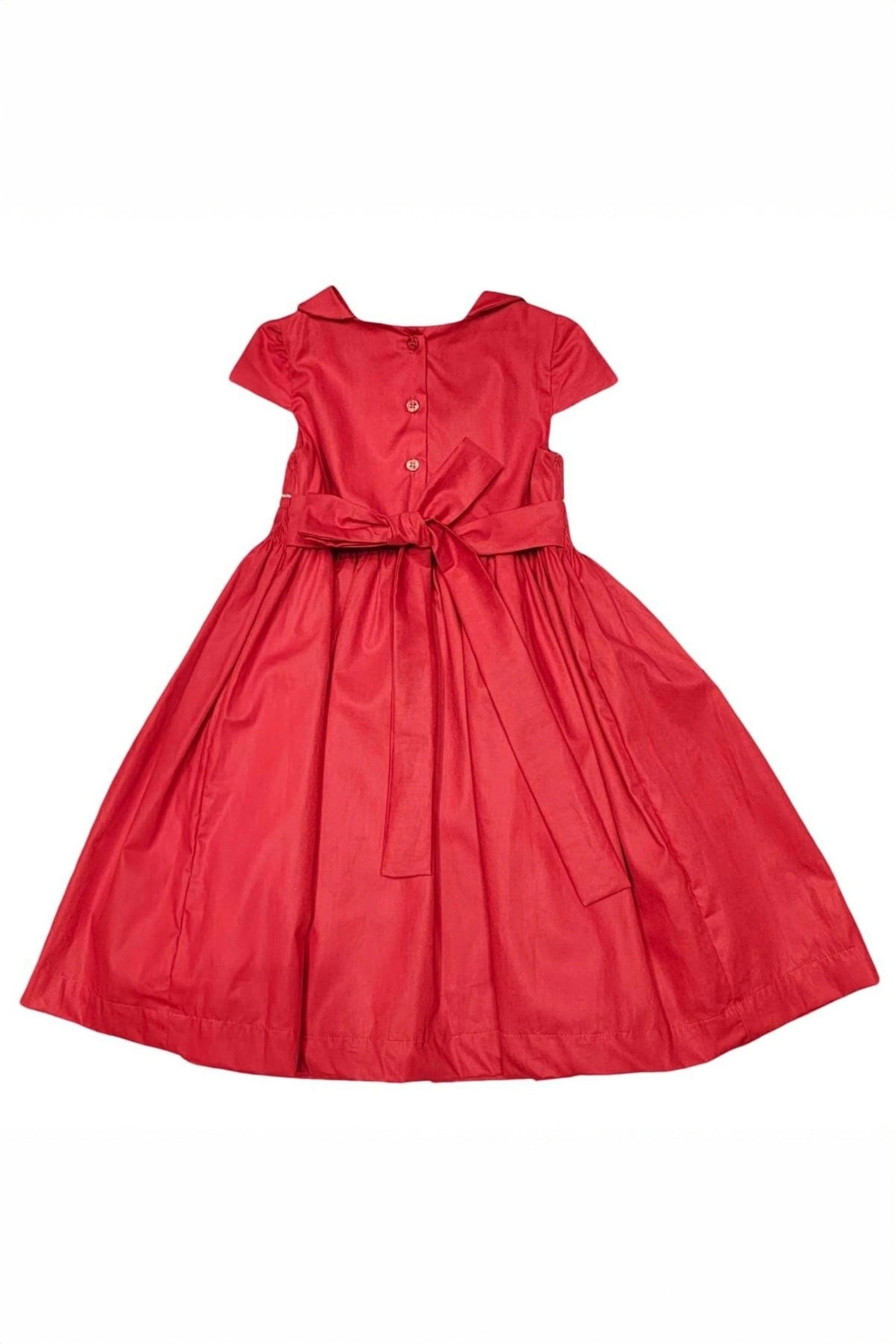 Vestido Infantil Casinha de Abelha Vermelho  Bordado Flores