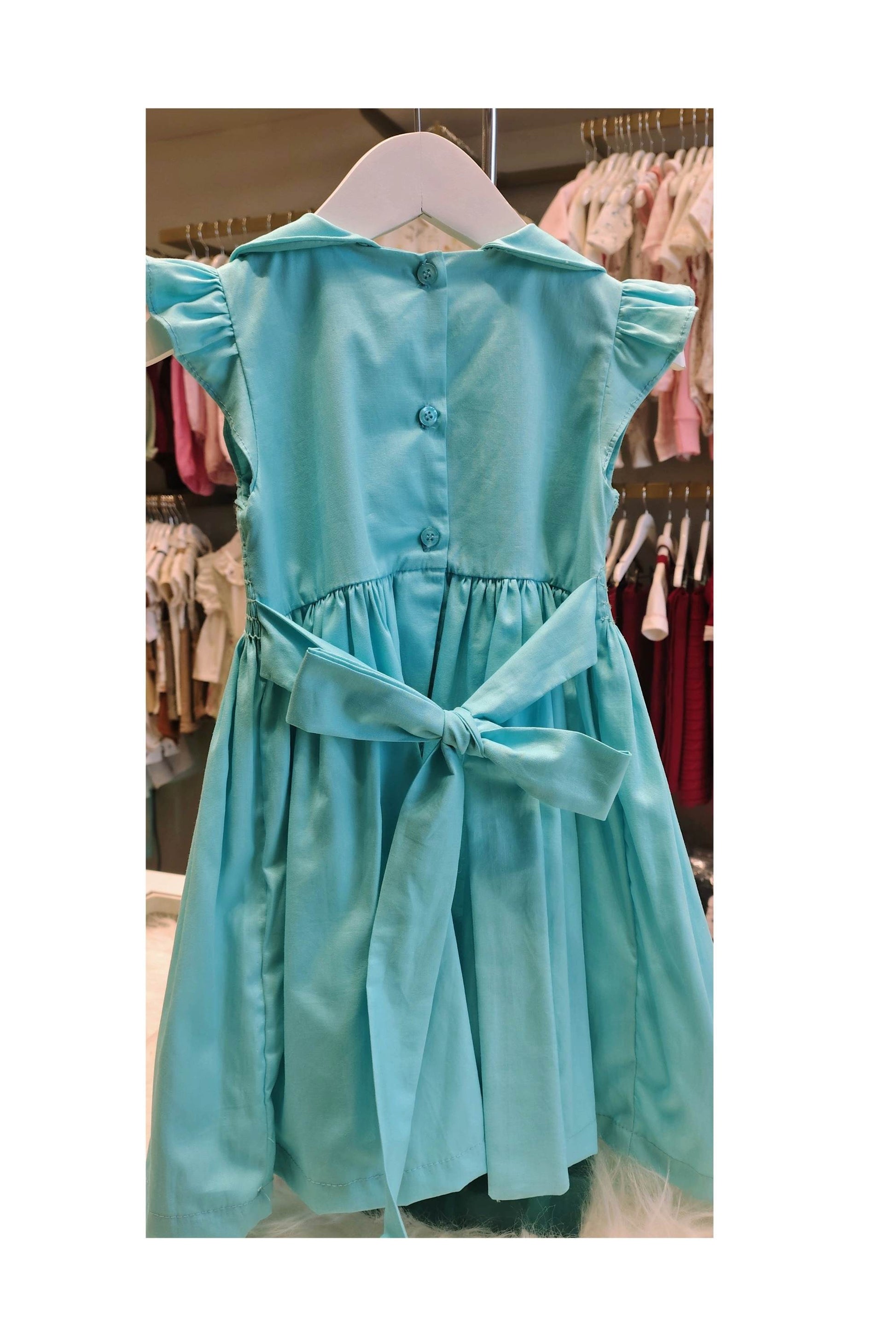 Vestido Infantil Casinha de Abelha Azul Tiffany