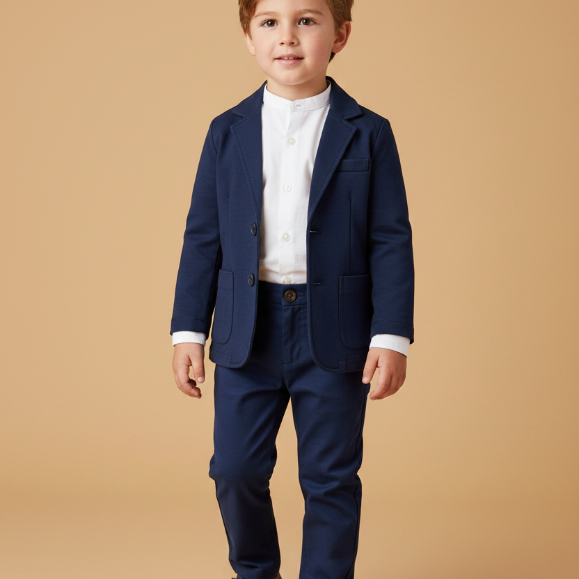 Calça Infantil Social Azul Marinho Ponto Roma