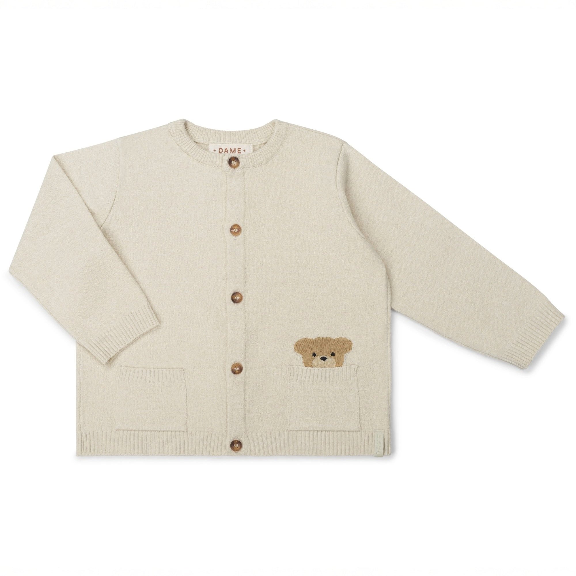 Cardigan Bebê Menino em Tricô Bolso Urso — foto 1