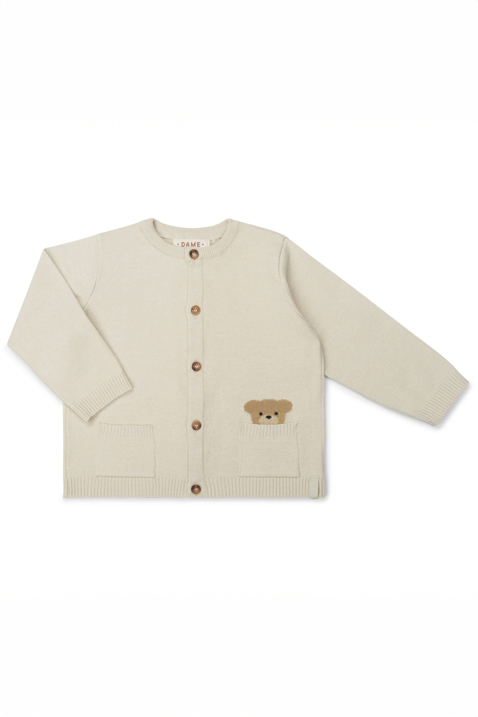 Cardigan Bebê Menino em Tricô Bolso Urso — foto 1