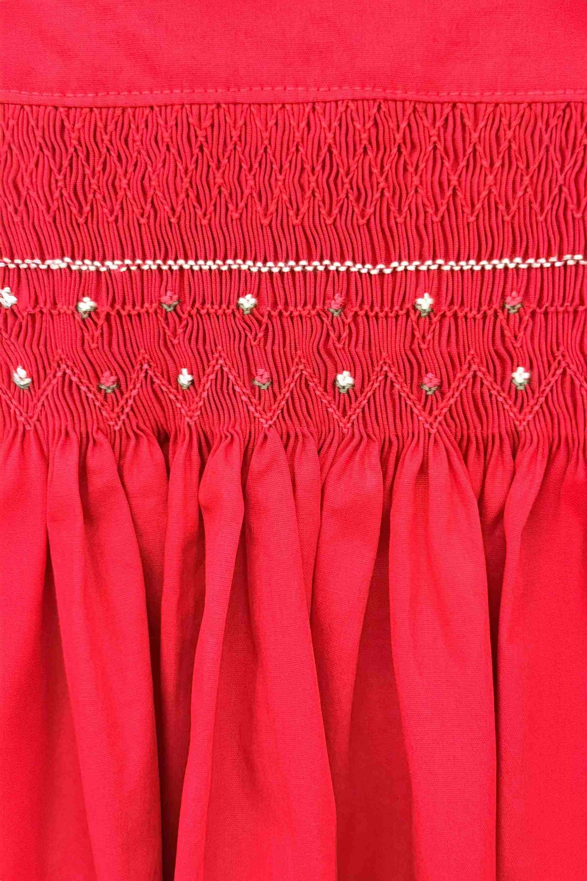 Vestido Infantil Casinha de Abelha Vermelho  Bordado Flores