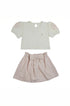 Conjunto Infantil Menina Cropped e Saia com Shorts Rosa Claro — foto 2