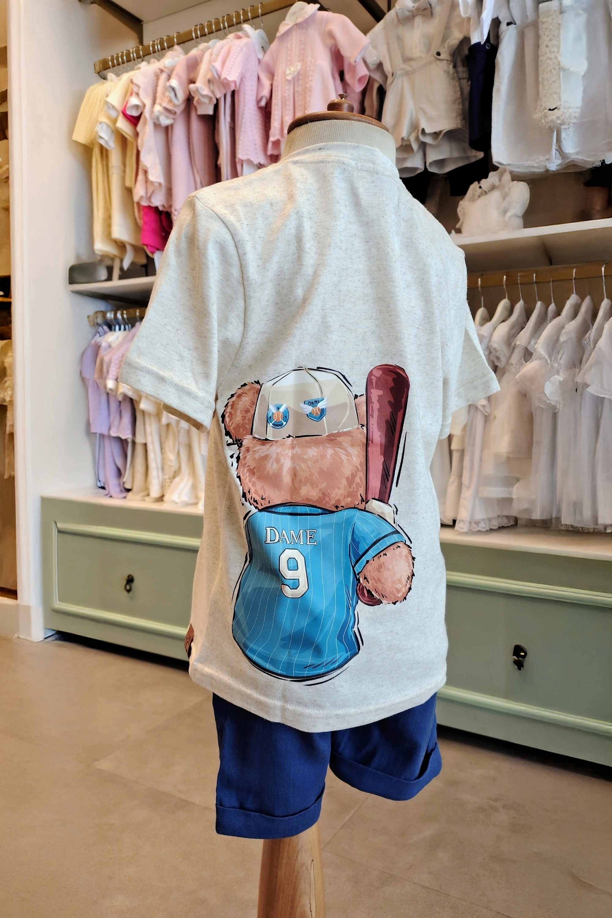 Camiseta Manga Curta Infantil Menino Teddy Beisebol