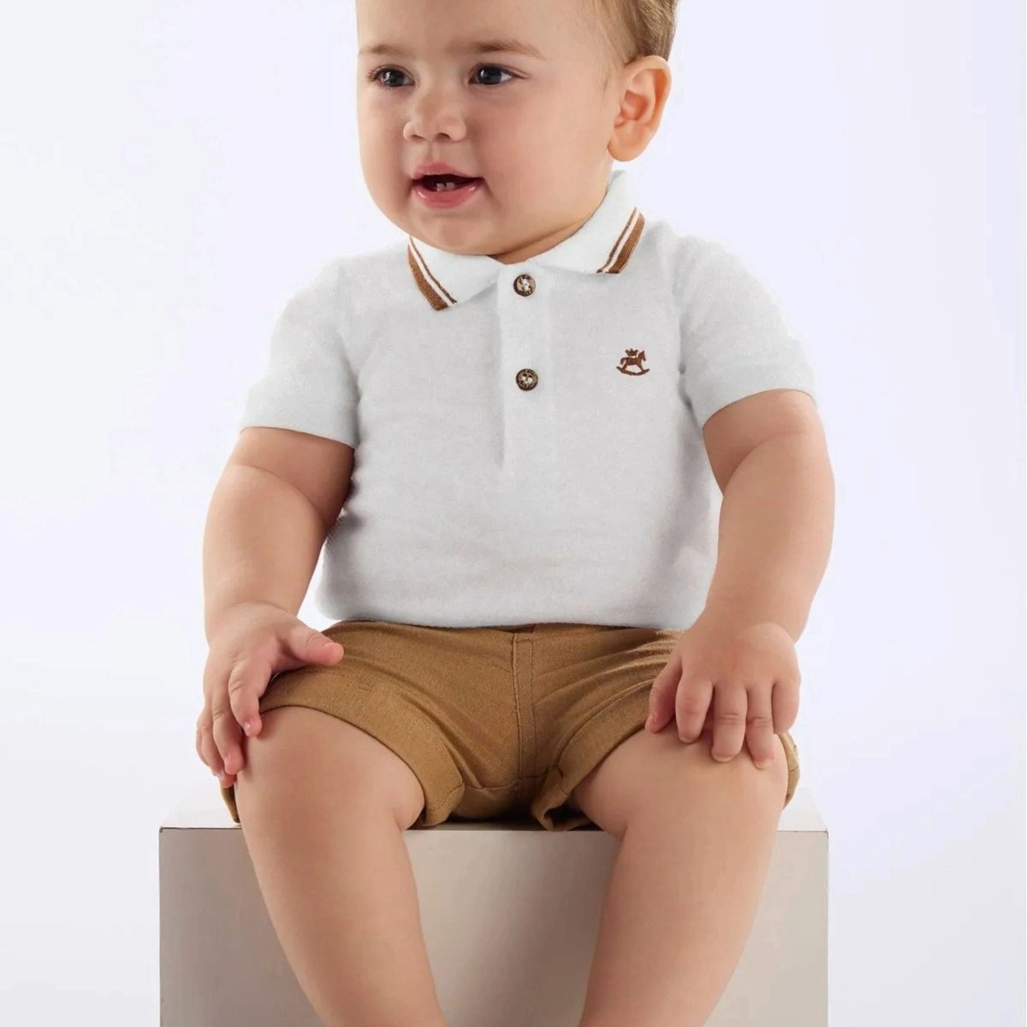Conjunto Bebê Body Polo Piquet e Bermuda em Linho — foto 1