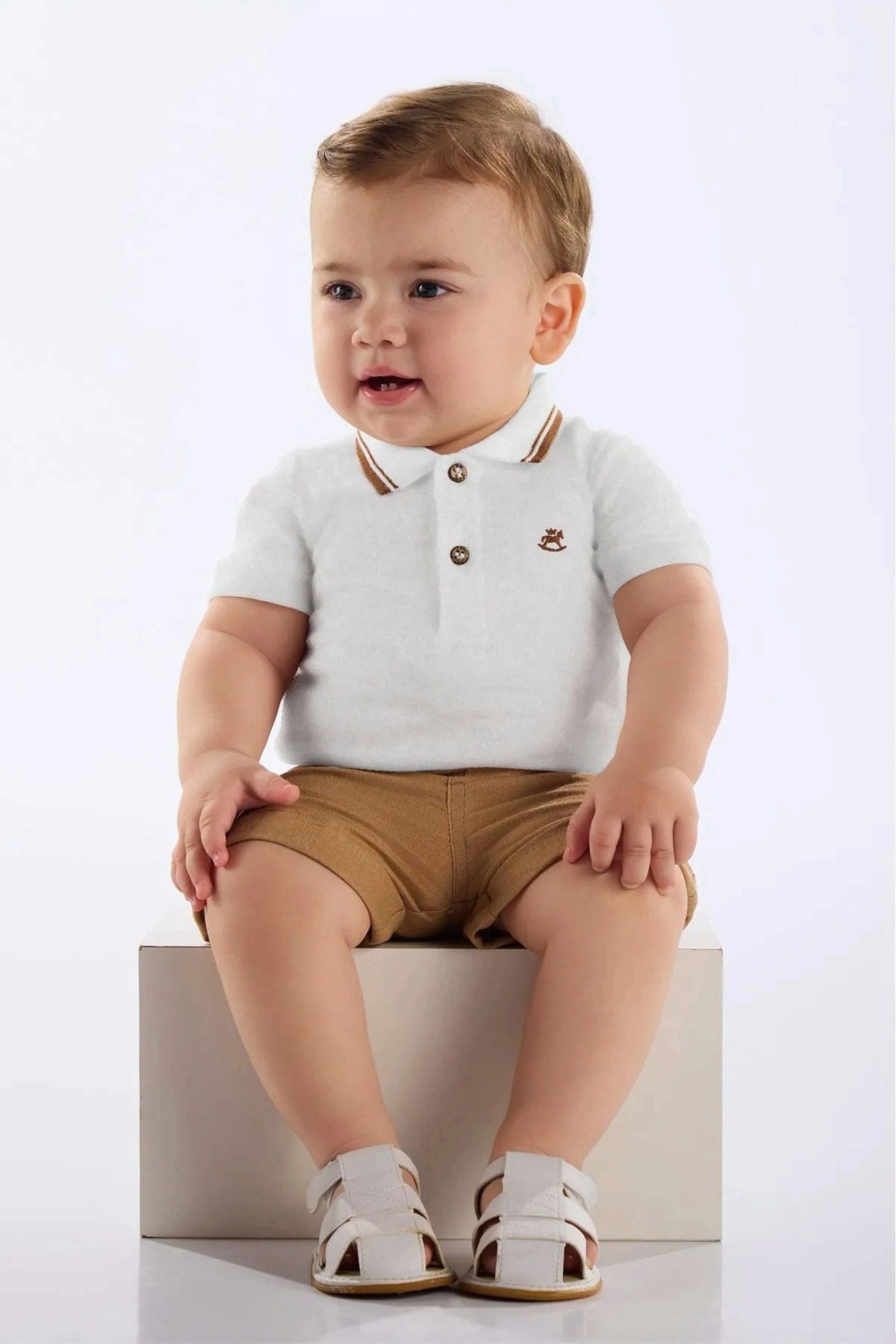 Conjunto Bebê Body Polo Piquet e Bermuda em Linho — foto 1