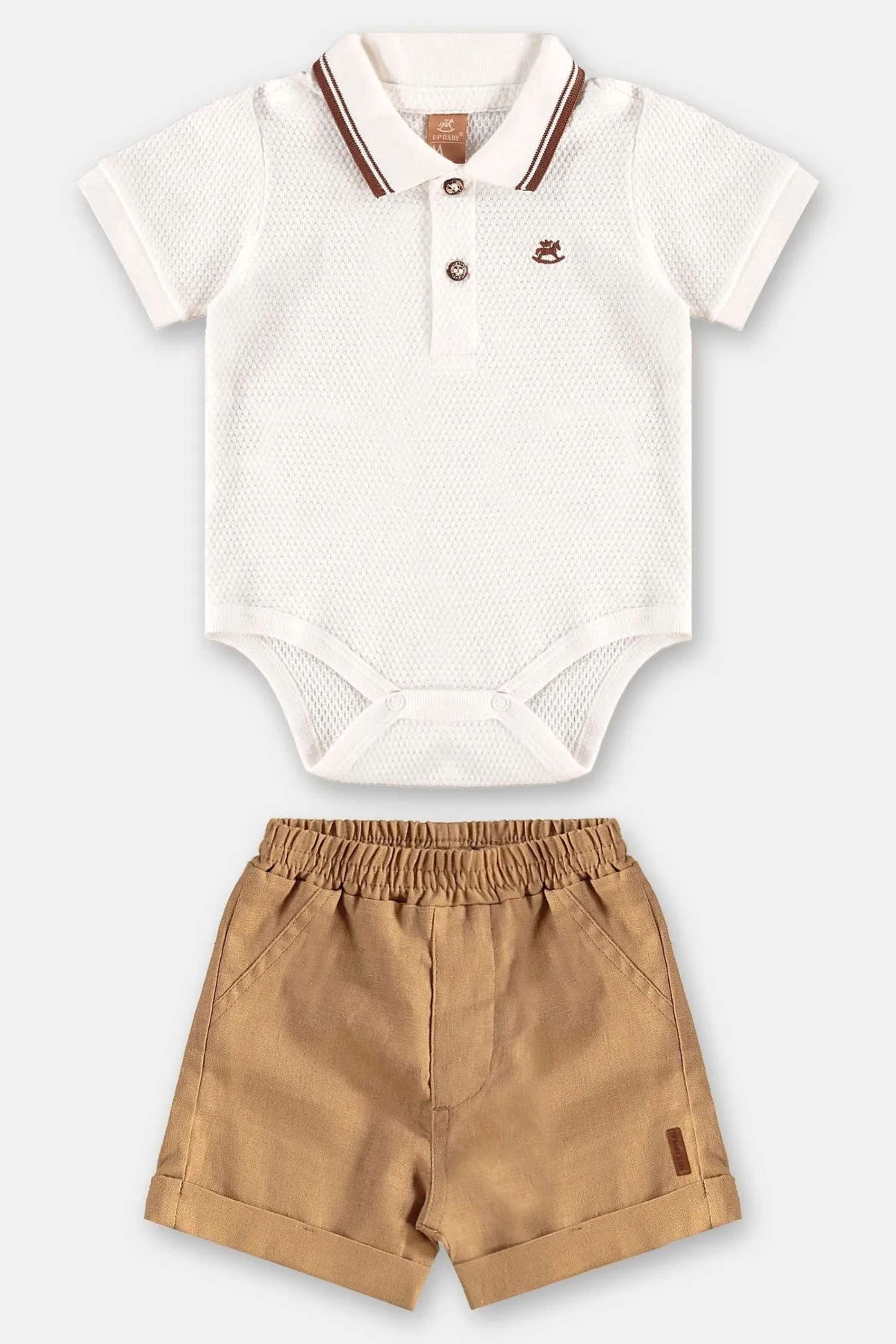 Conjunto Bebê Body Polo Piquet e Bermuda em Linho — foto 2
