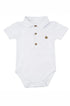 Body Polo Bebê Menino Suedine Manga Curta Branco — foto 1