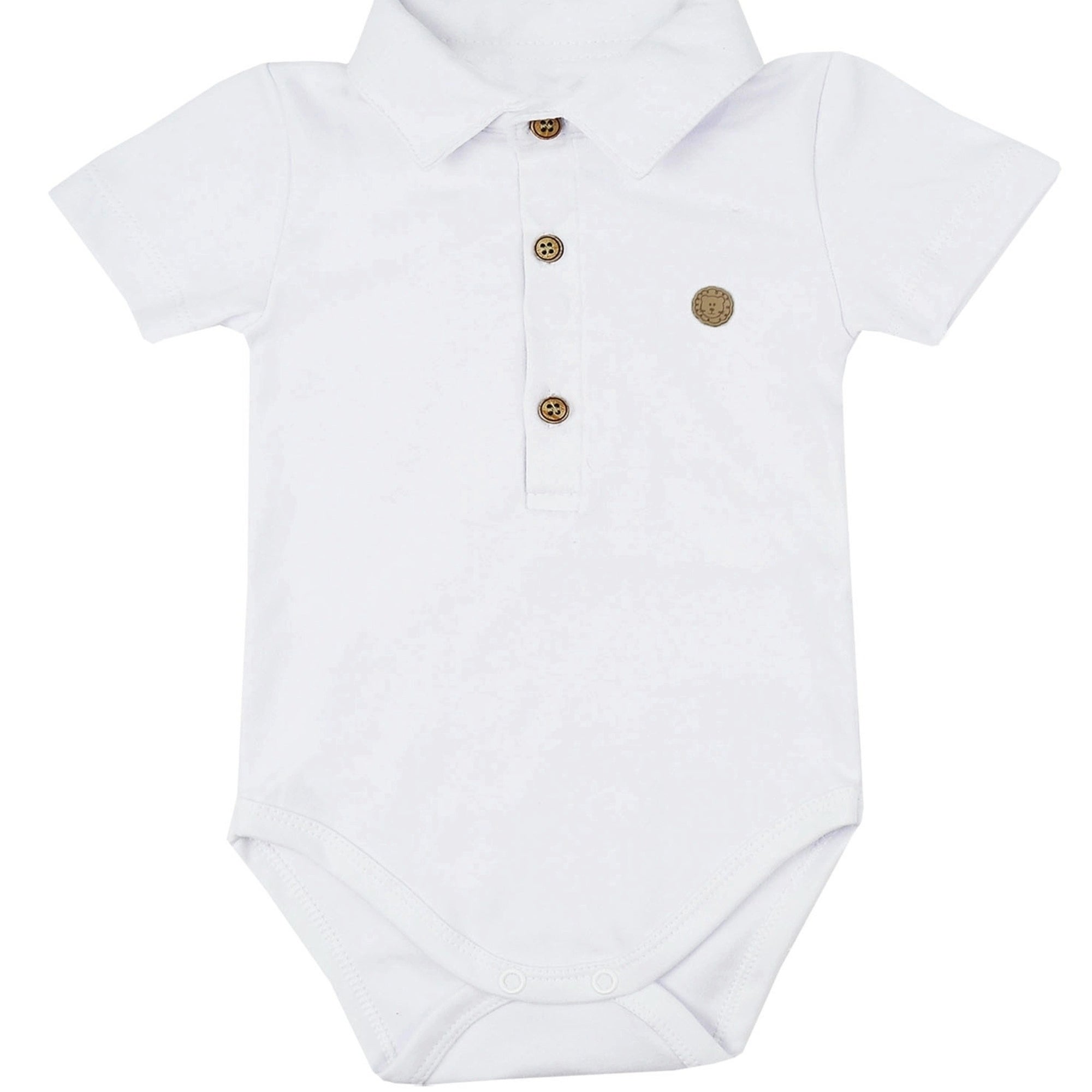 Body Polo Bebê Menino Suedine Manga Curta Branco — foto 1