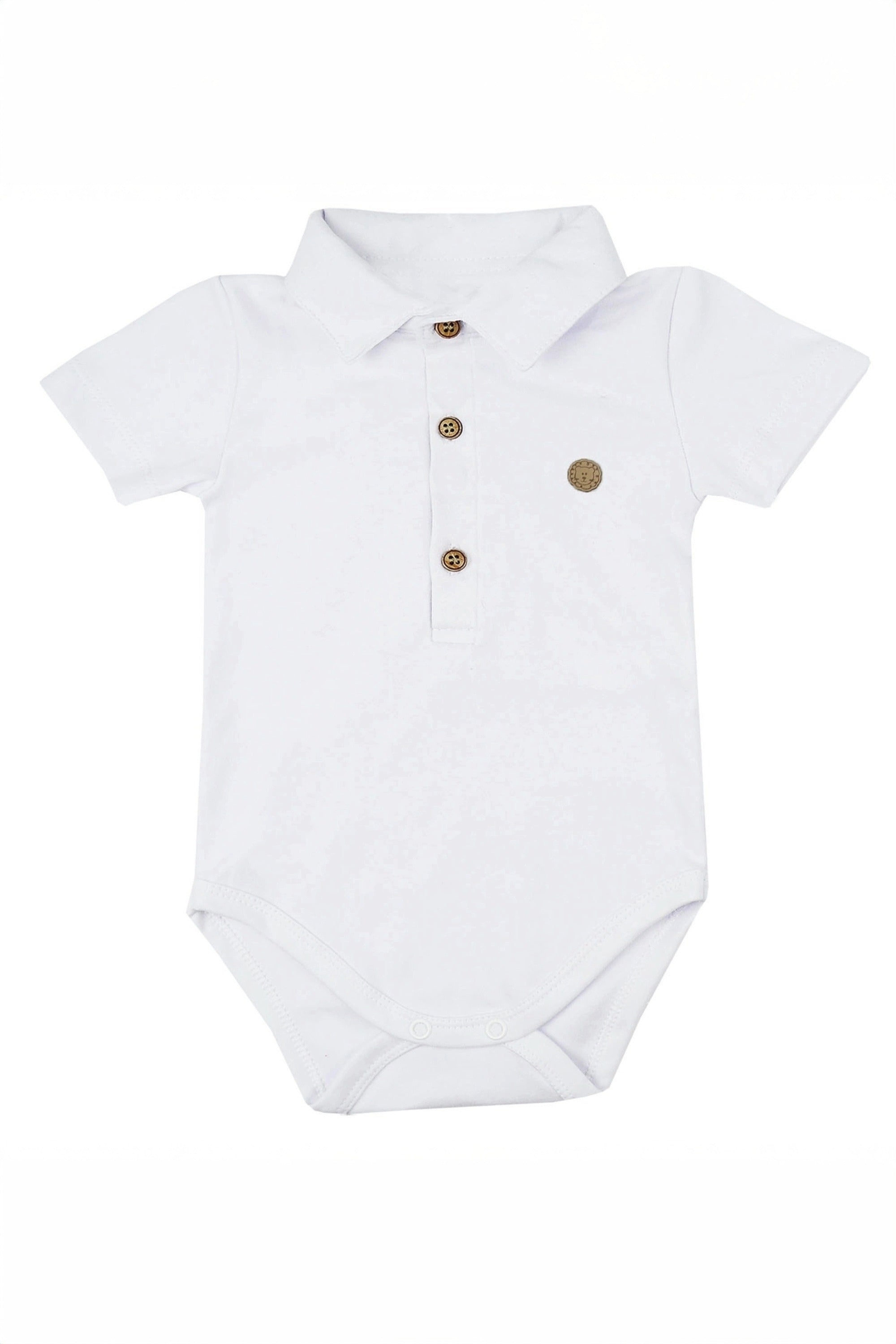 Body Polo Bebê Menino Suedine Manga Curta Branco — foto 1
