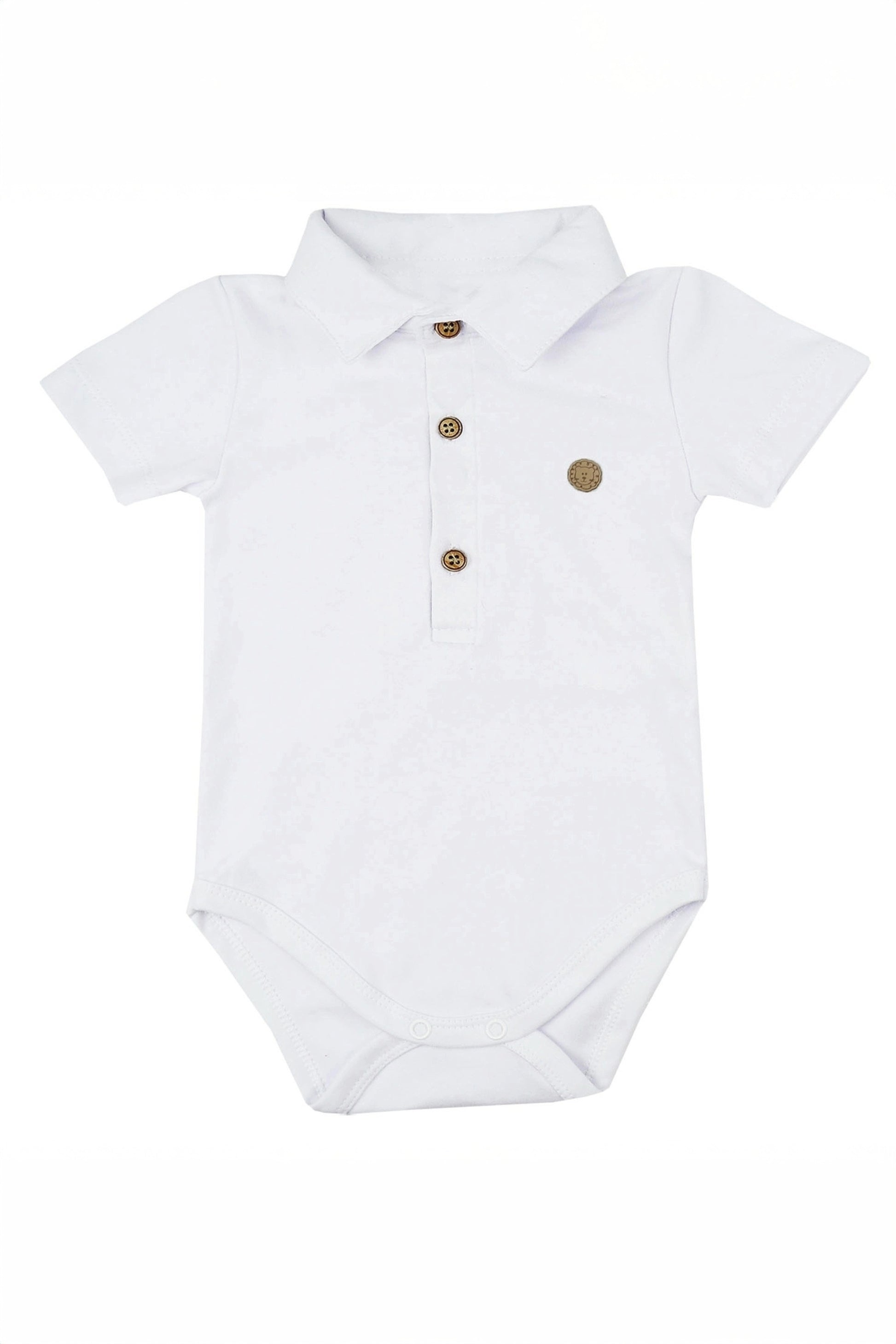 Body Polo Bebê Menino Suedine Manga Curta Branco — foto 1