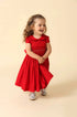Vestido Infantil Casinha de Abelha Vermelho Bordado Flores — foto 4