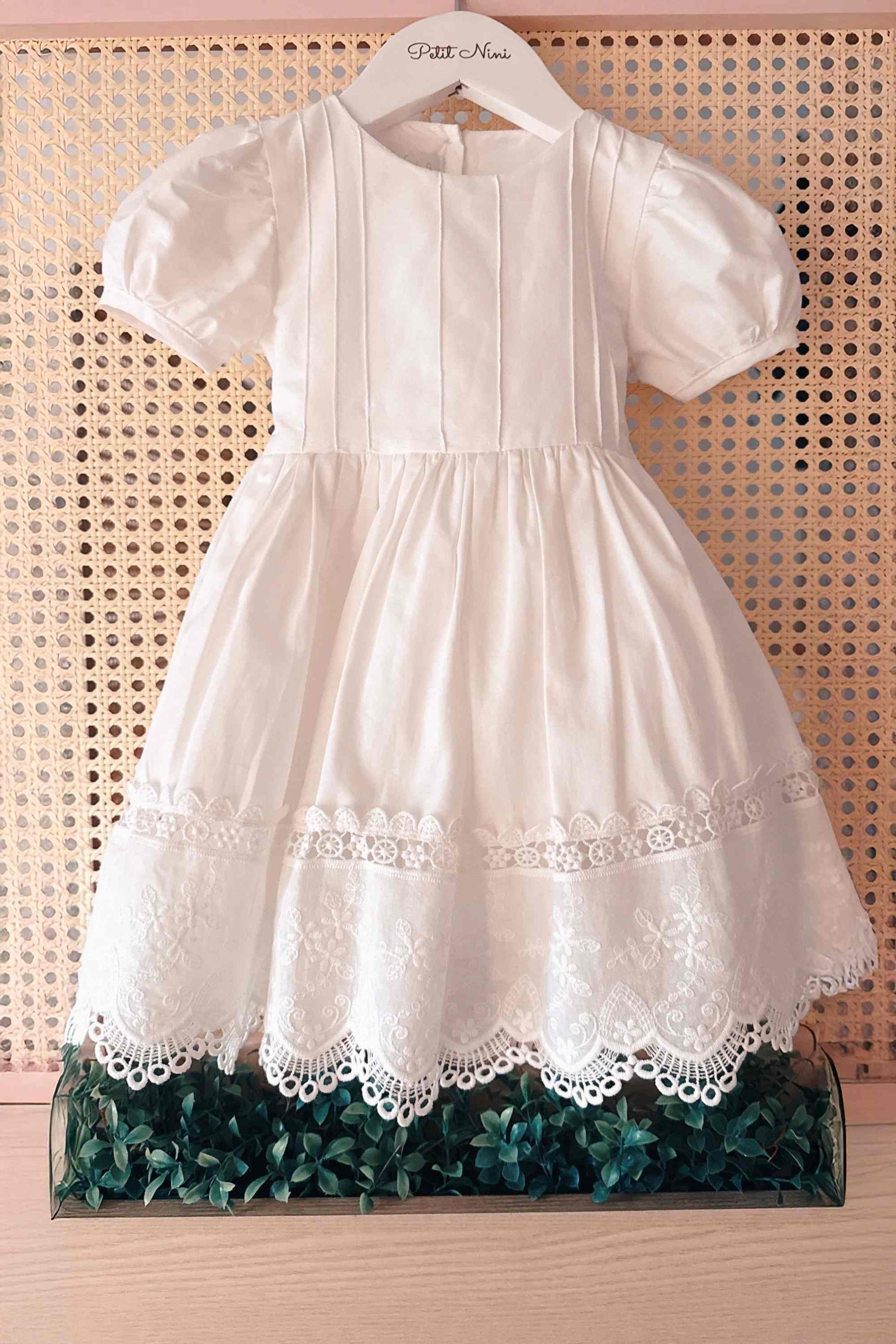 Vestido Bebê Barra Renda Branco