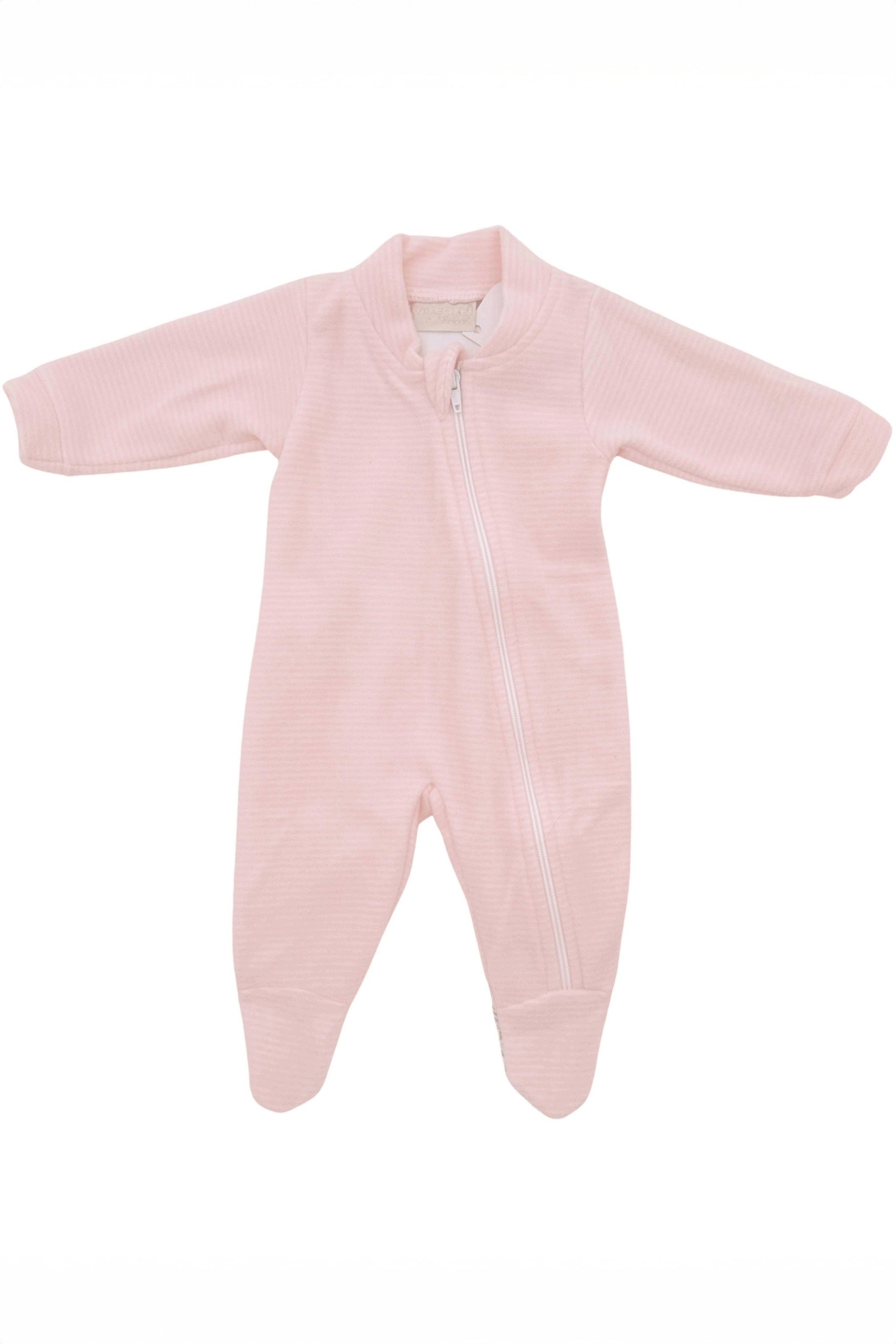 Pijama Macacão Bebê Menina Soft Rosa Listrado