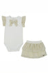 Conjunto Bebê Menina Body e Saia Laço Shine Bege — foto 2