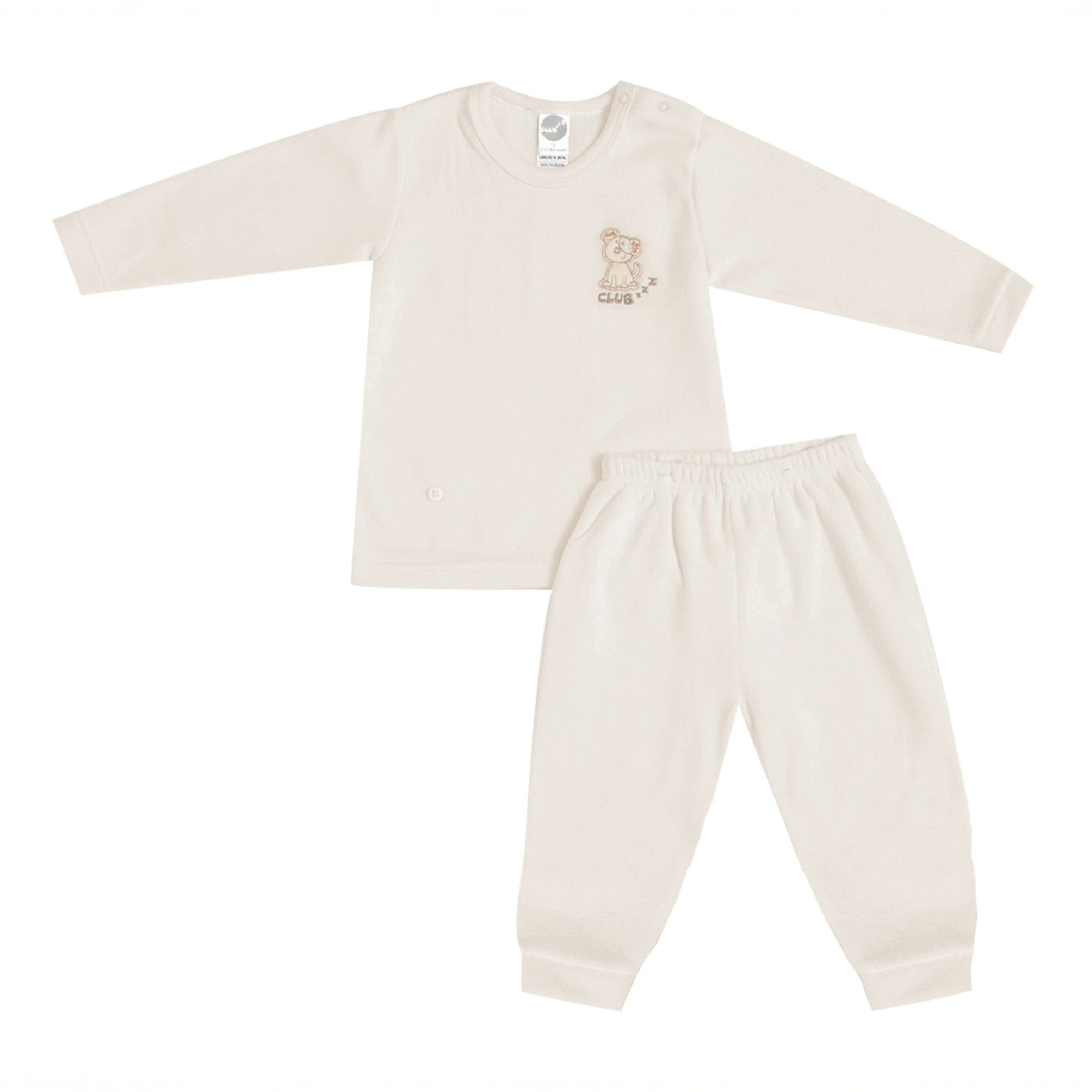 Pijama Infantil Ursinho Longo Unissex Off White — foto 1