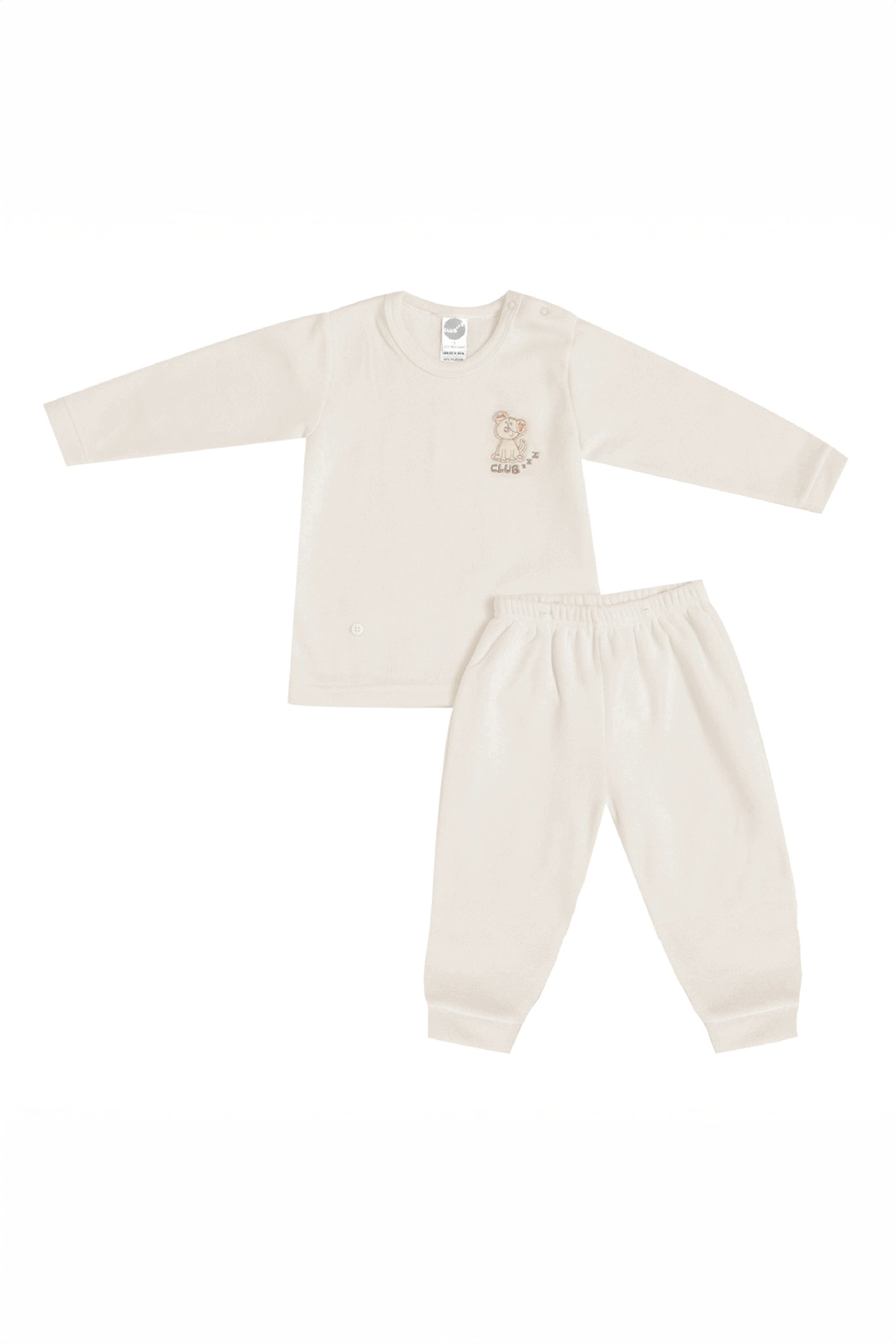 Pijama Infantil Ursinho Longo Unissex Off White — foto 1
