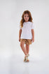 Conjunto Infantil Menina Blusa e Shorts Marrom em Linho — foto 1