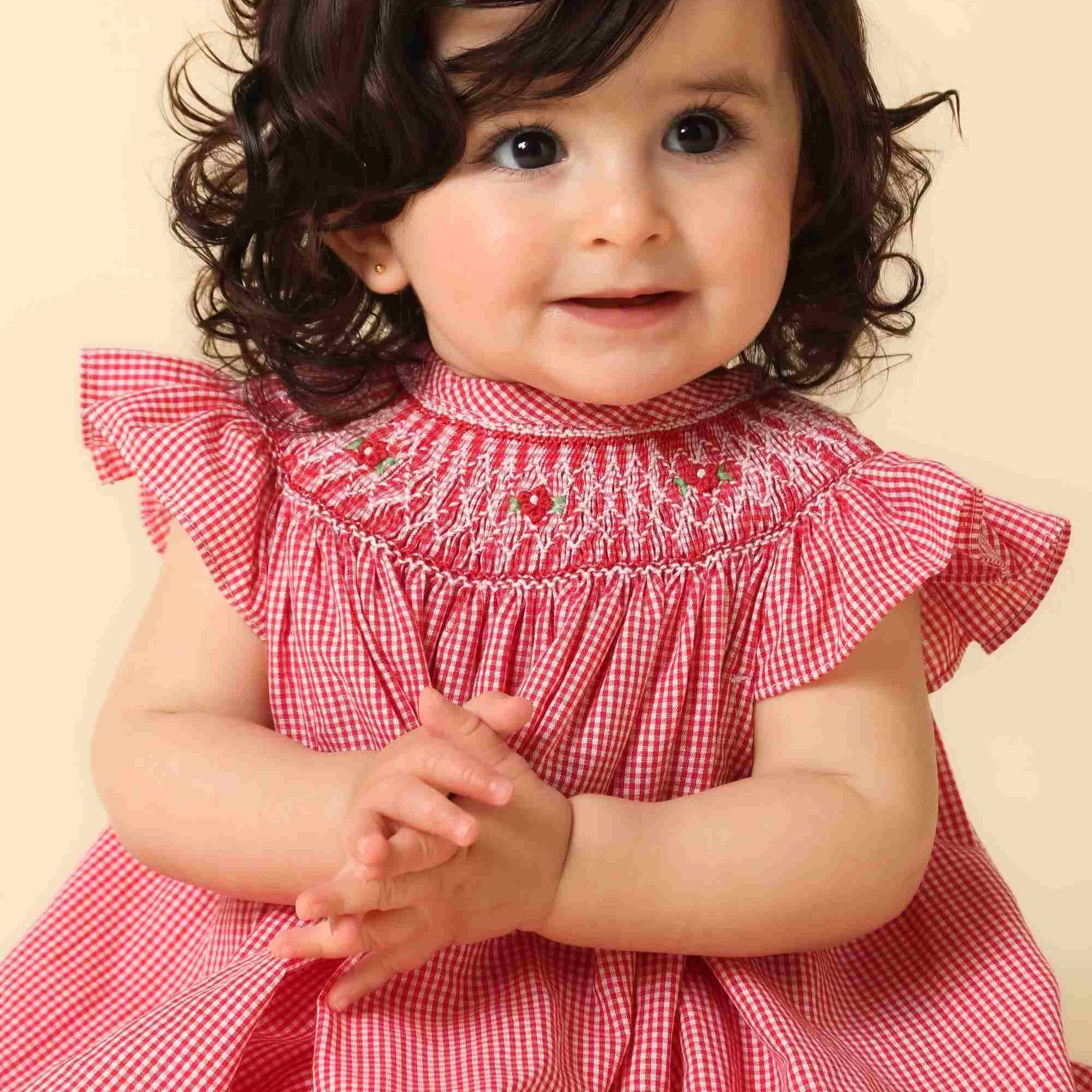 Vestido Bebê Russinho Vermelho Bordado — foto 1