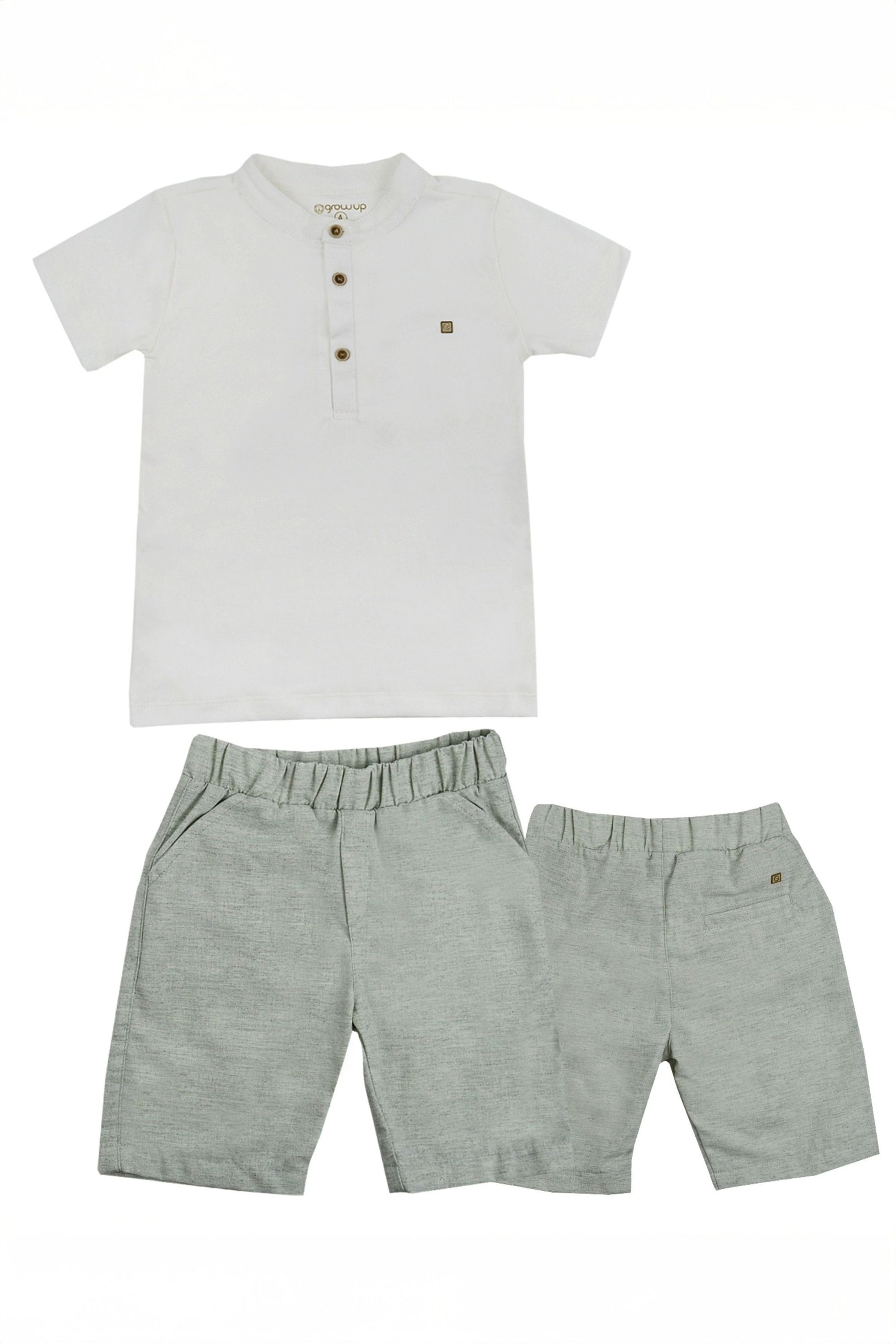 Conjunto Infantil Menino Gola Padre e Bermuda Verde — foto 3