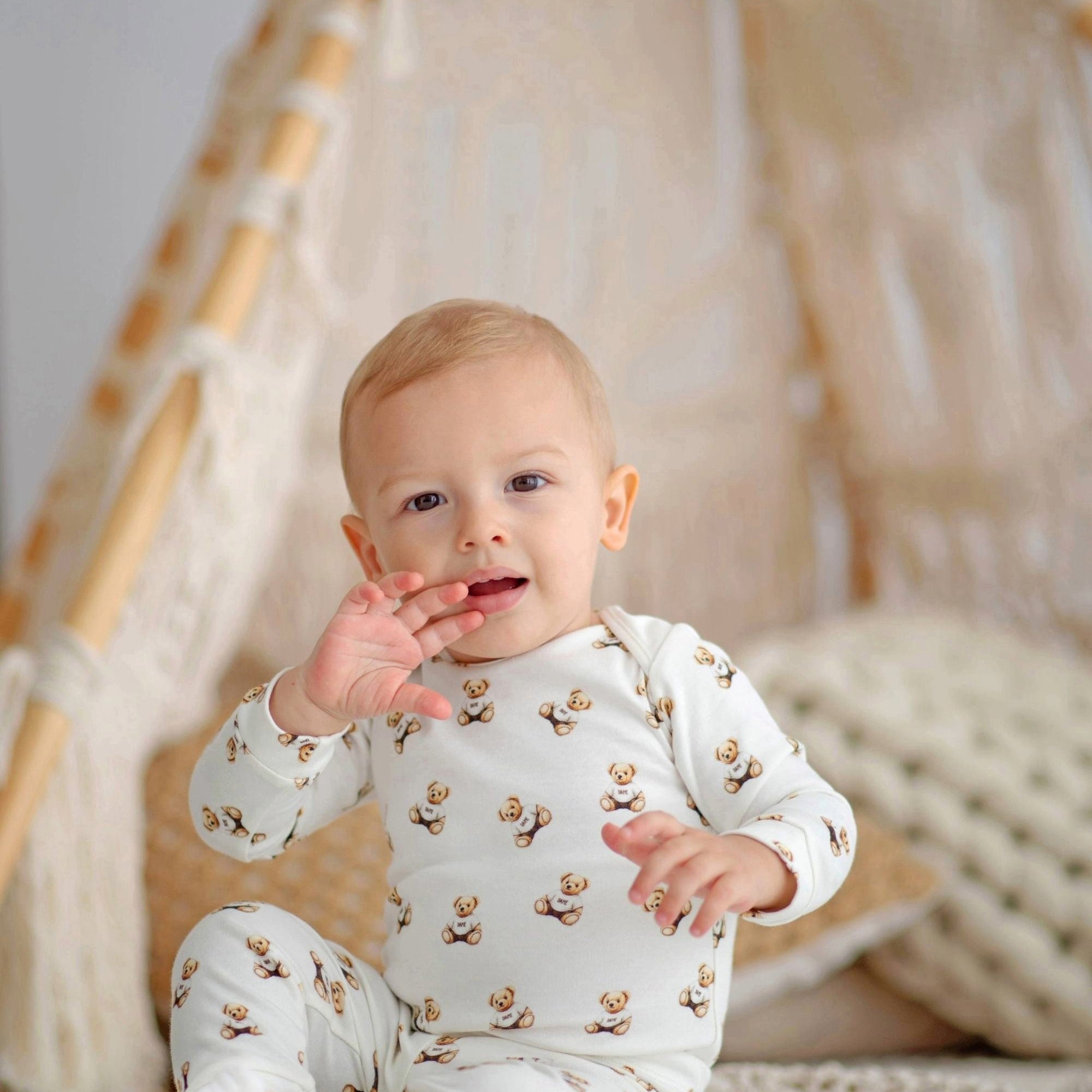Conjunto Bebê Menino Urso com Três Peças Branco — foto 1