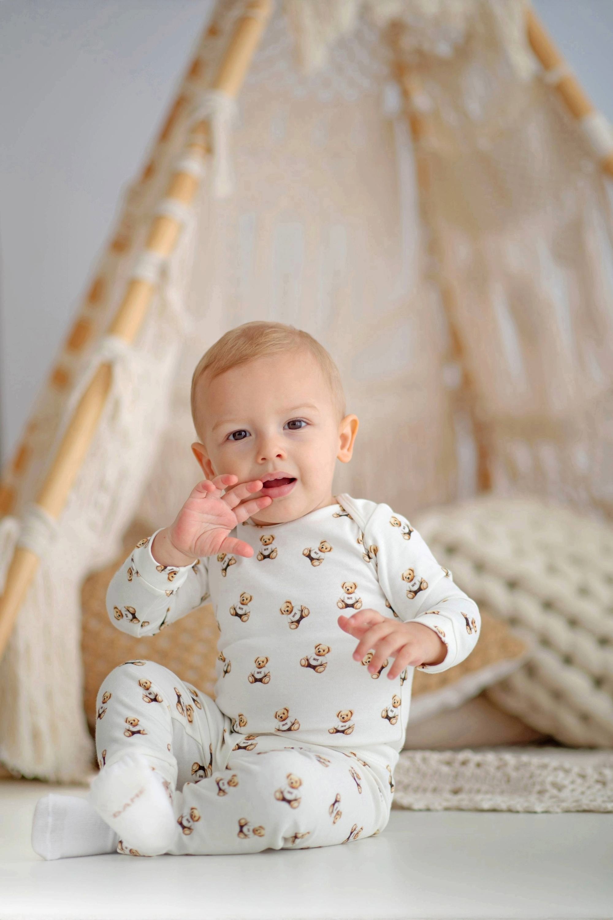Conjunto Bebê Menino Urso com Três Peças Branco — foto 1
