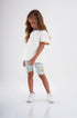 Conjunto Infantil Menina Blusa Branca e Bermuda Ciclista Floral — foto 1