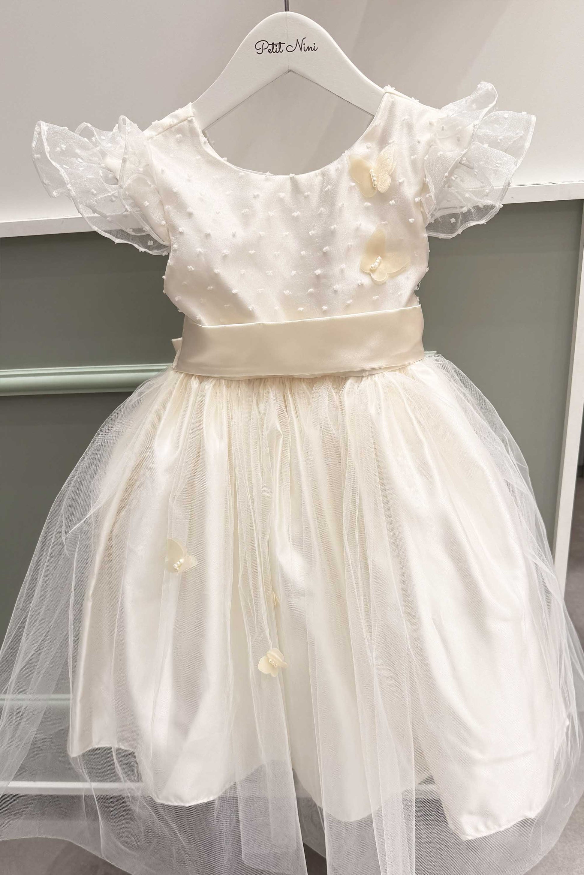 Vestido Infantil Festa Off White Tule Pipoca — foto 2
