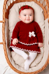 Saída de Maternidade Tricot Luxo Vermelho 2 Babados e Renda — foto 1