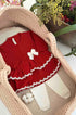 Saída de Maternidade Tricot Luxo Vermelho 2 Babados e Renda — foto 2