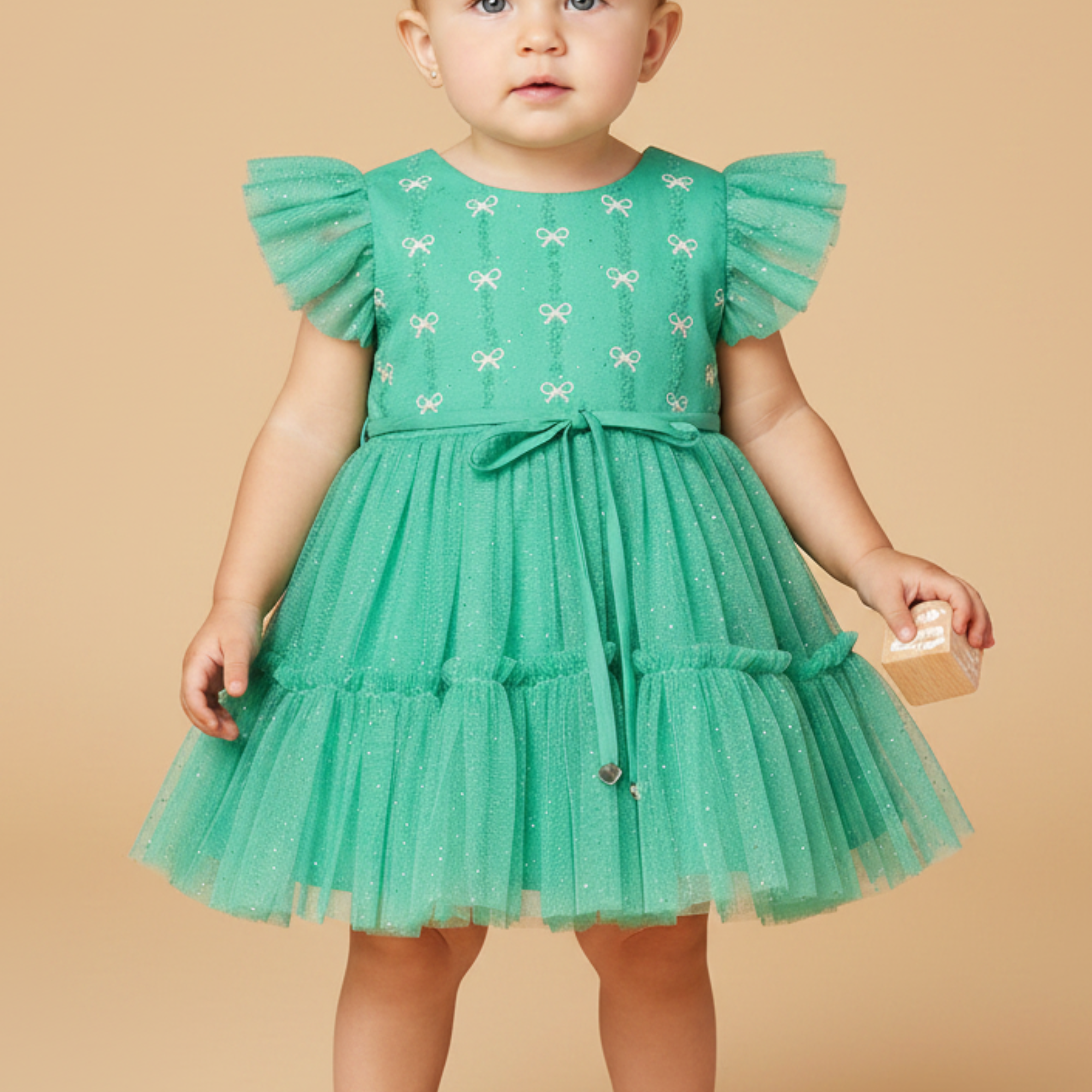 Vestido Celebration em Tule Verde para Bebês