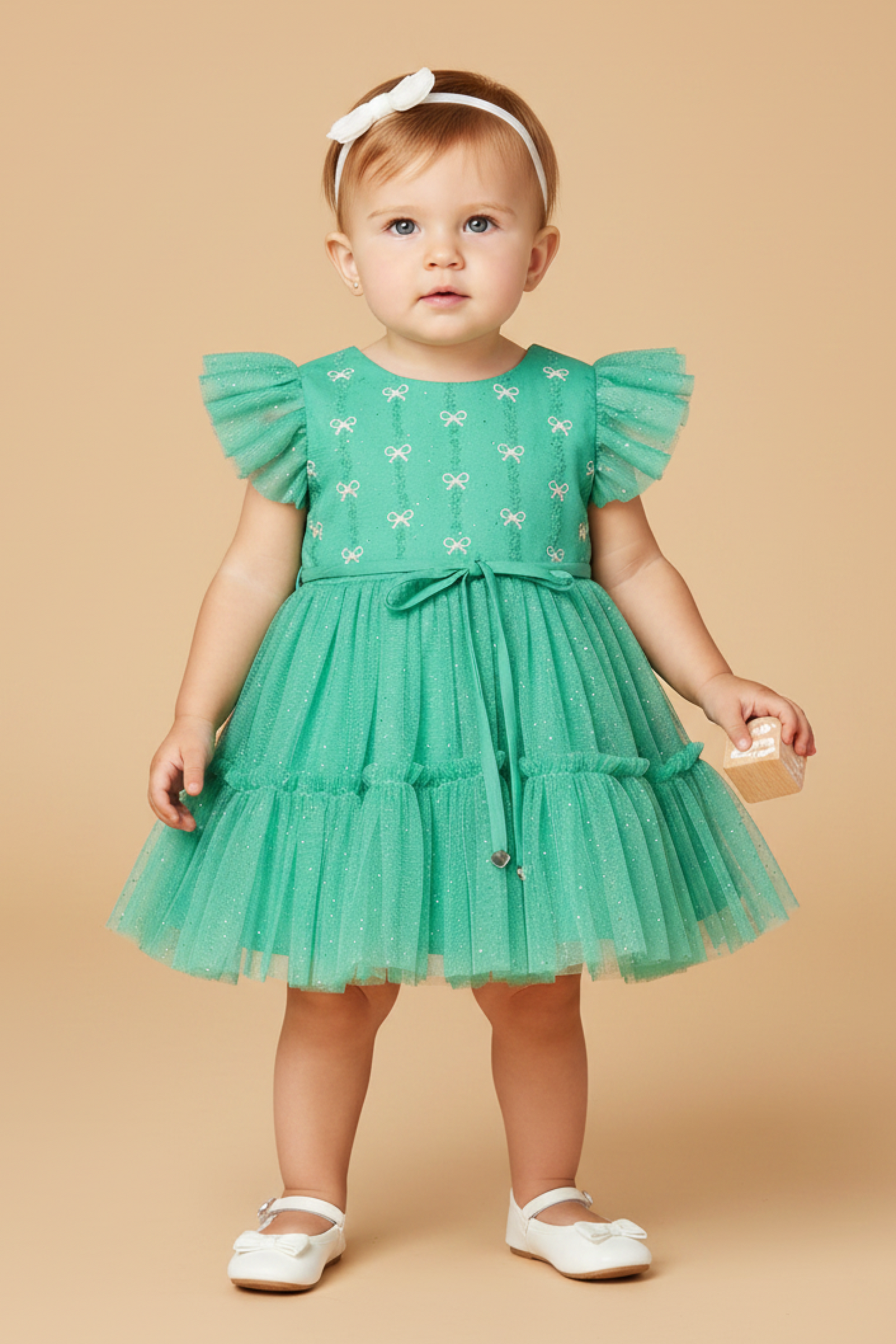 Vestido Celebration em Tule Verde para Bebês