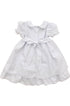 Vestido Bebê Branco com Bordados Aplicação de Renda e Saia Dupla com Babado — foto 2