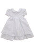 Vestido Bebê Branco com Bordados Aplicação de Renda e Saia Dupla com Babado — foto 1