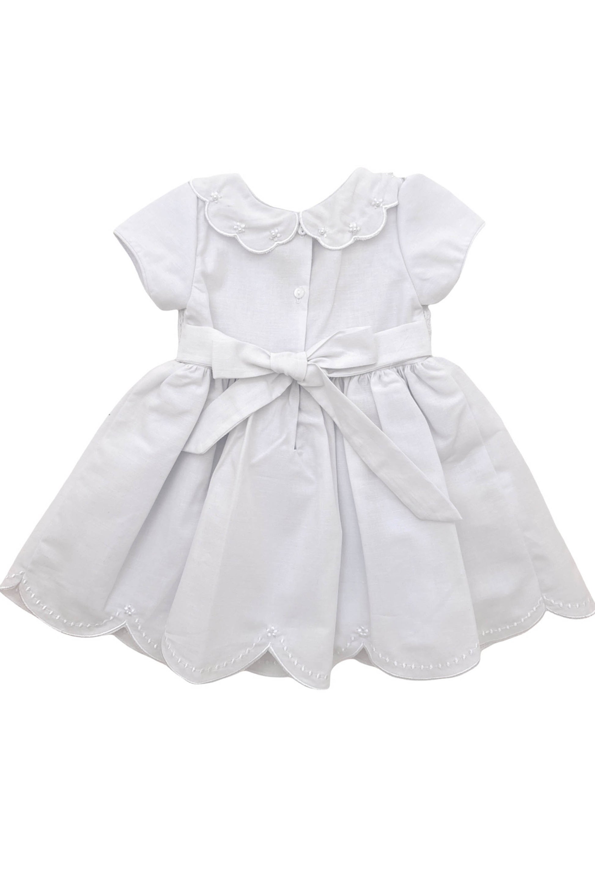 Vestido Infantil Casinha de Abelha com Gola Festonê Branco — foto 2