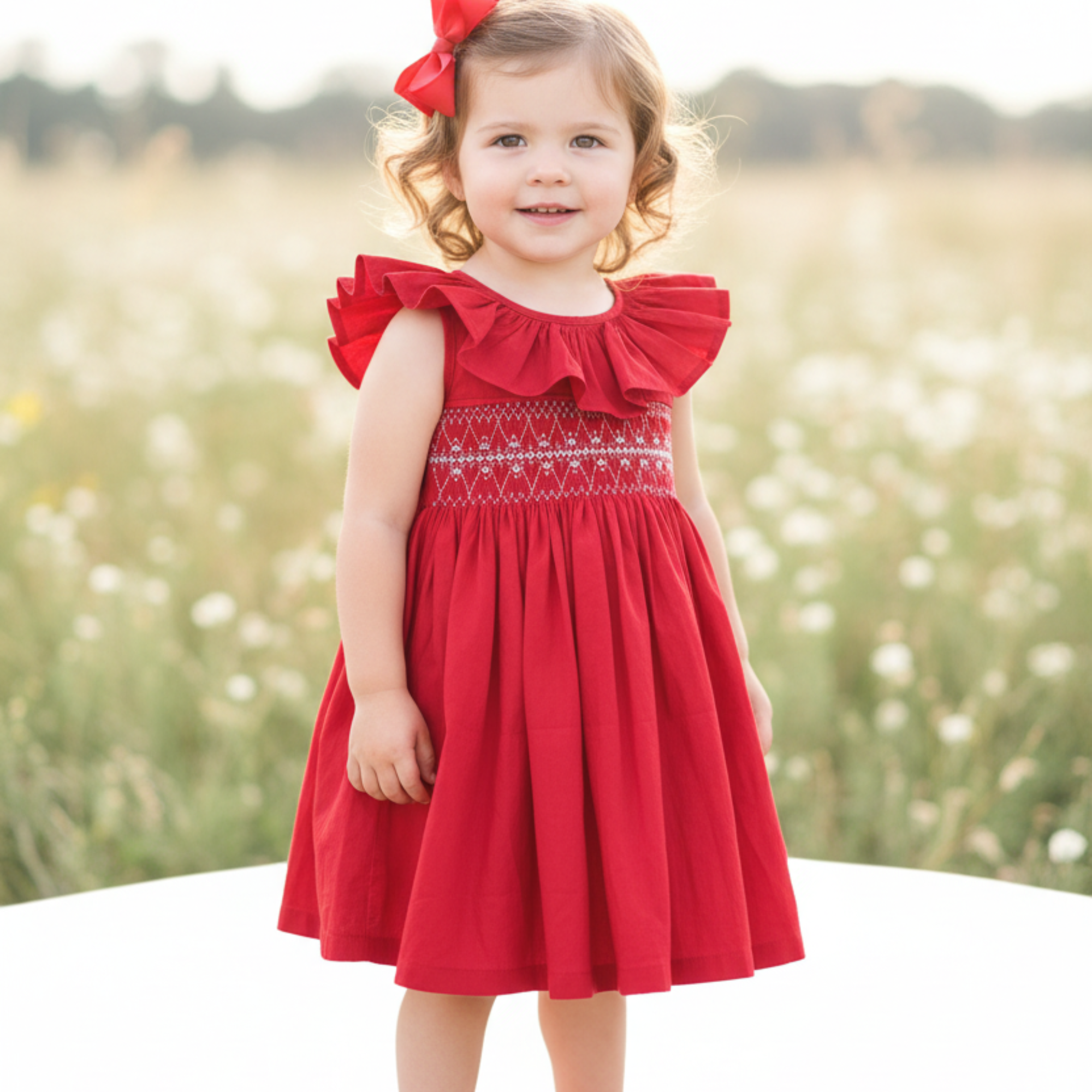 Vestido Infantil Casinha de Abelha Sem Manga Vermelho — foto 1