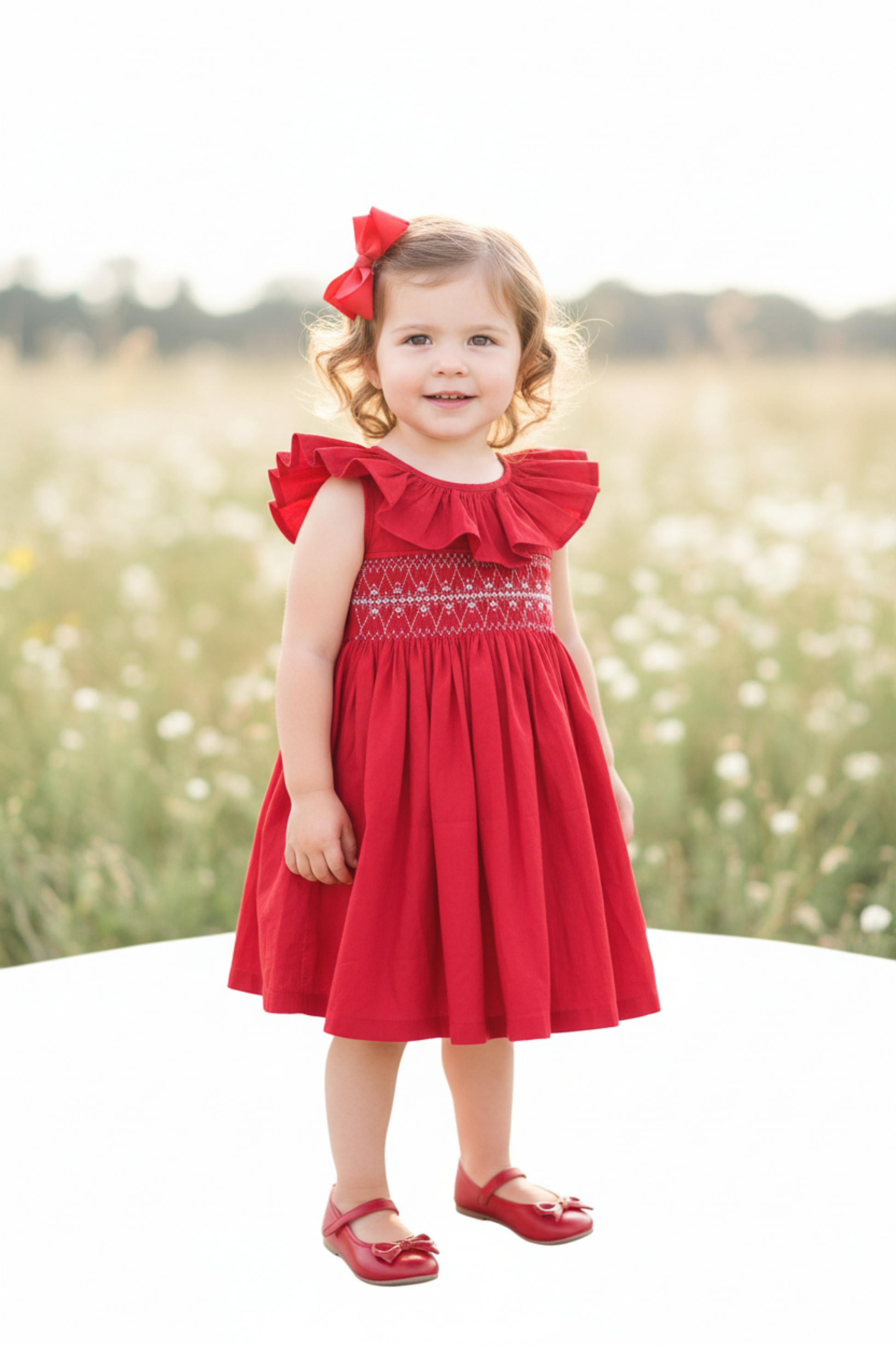 Vestido Infantil Casinha de Abelha Sem Manga Vermelho — foto 1