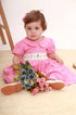 Vestido Casinha de Abelha com Bordado Coelhos Linho Rosa — foto 1