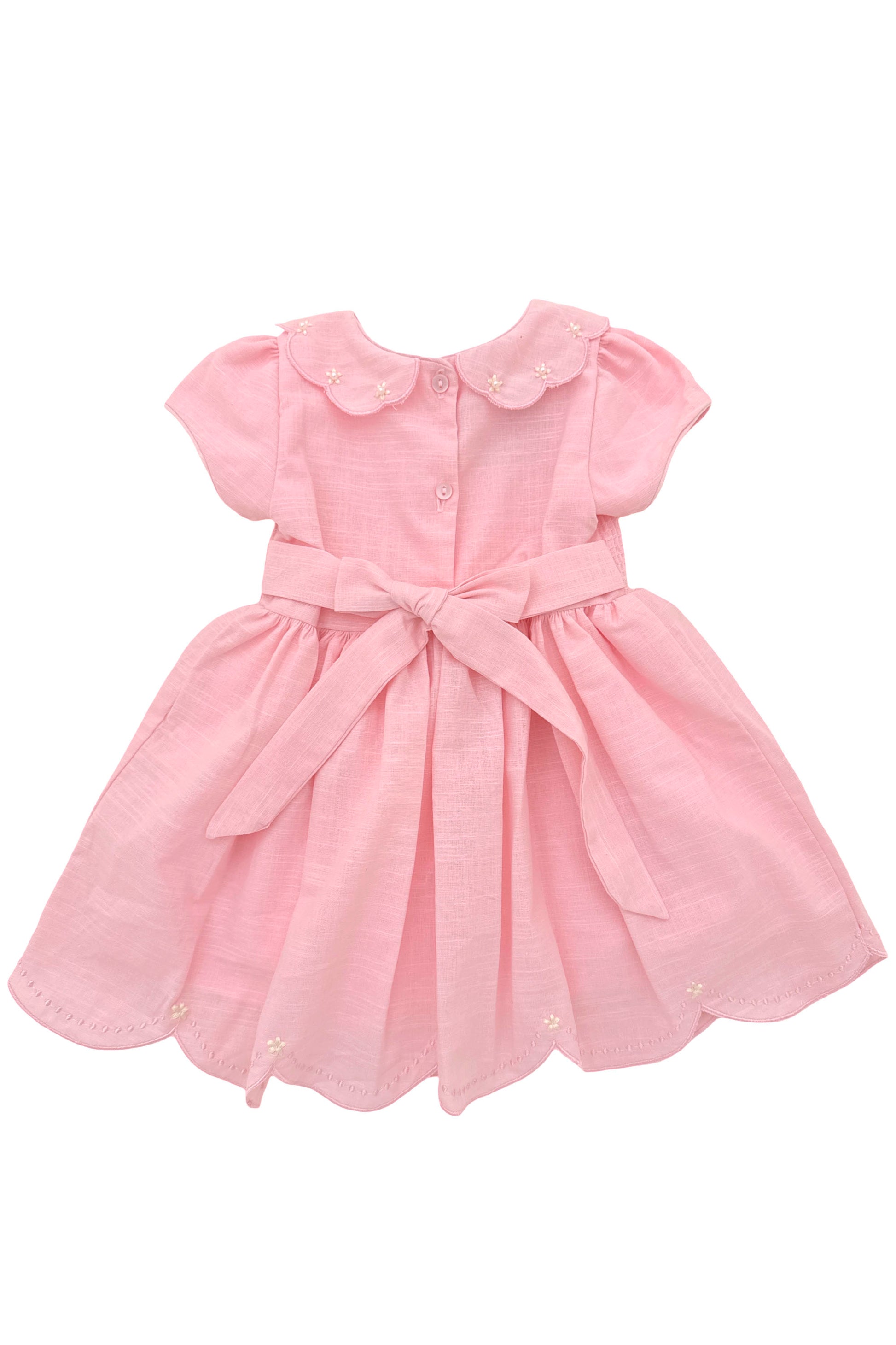 Vestido Bebê Casinha de Abelha Rosa Claro Festone