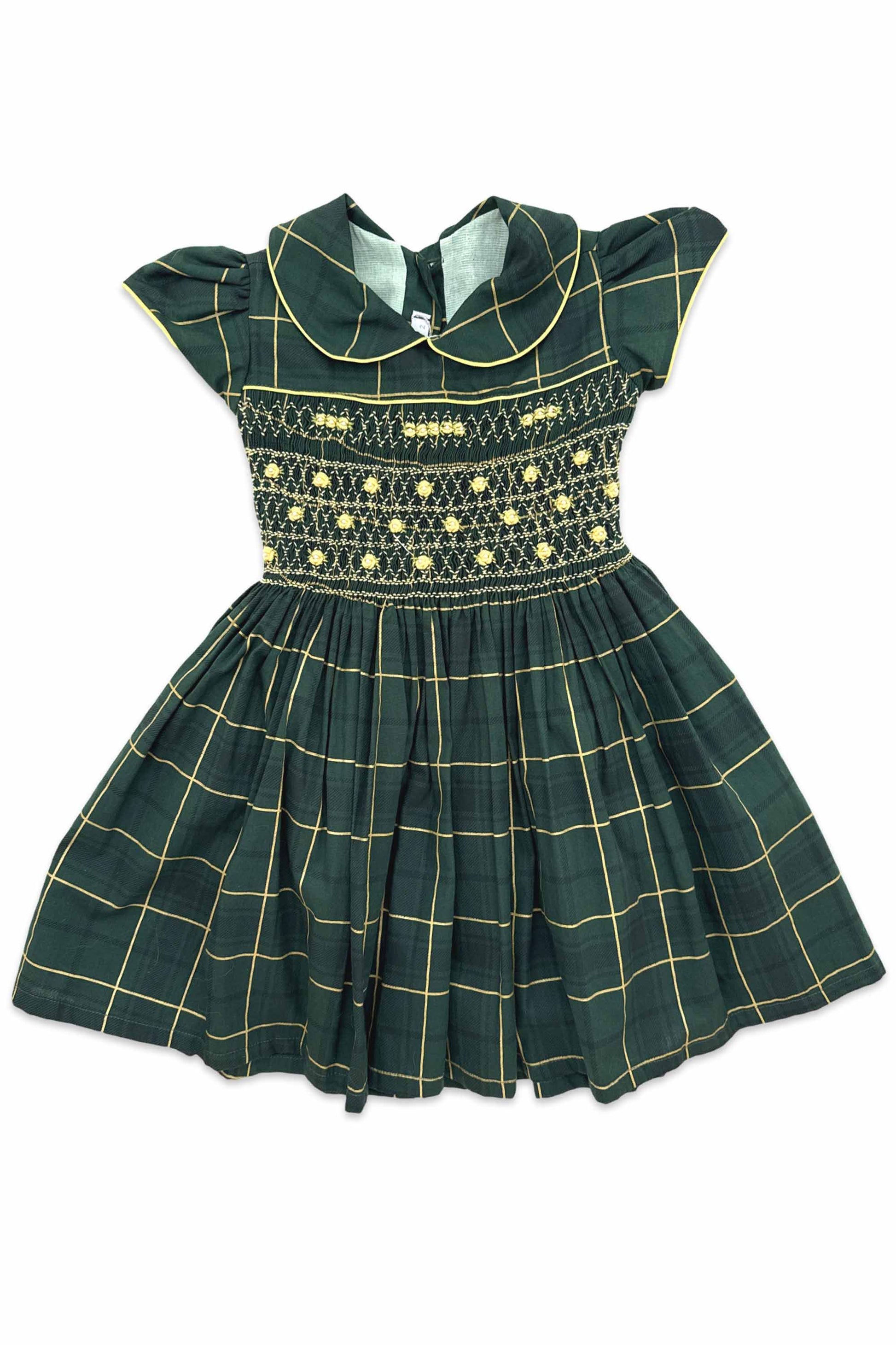 Vestido Infantil Casinha de Abelha Xadrez Verde — foto 2