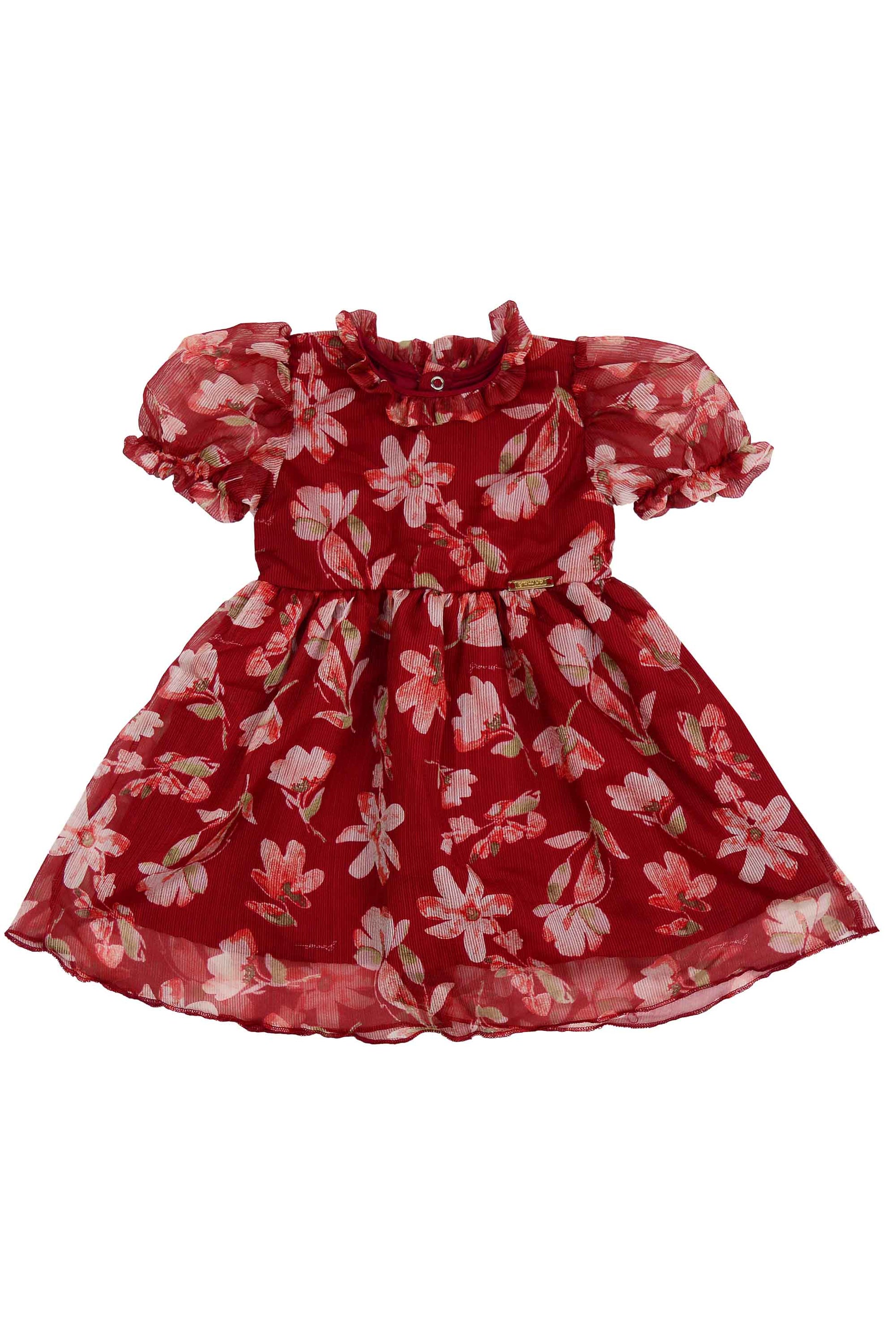 Vestido Infantil Fluído Fiore Floral Vermelho — foto 4