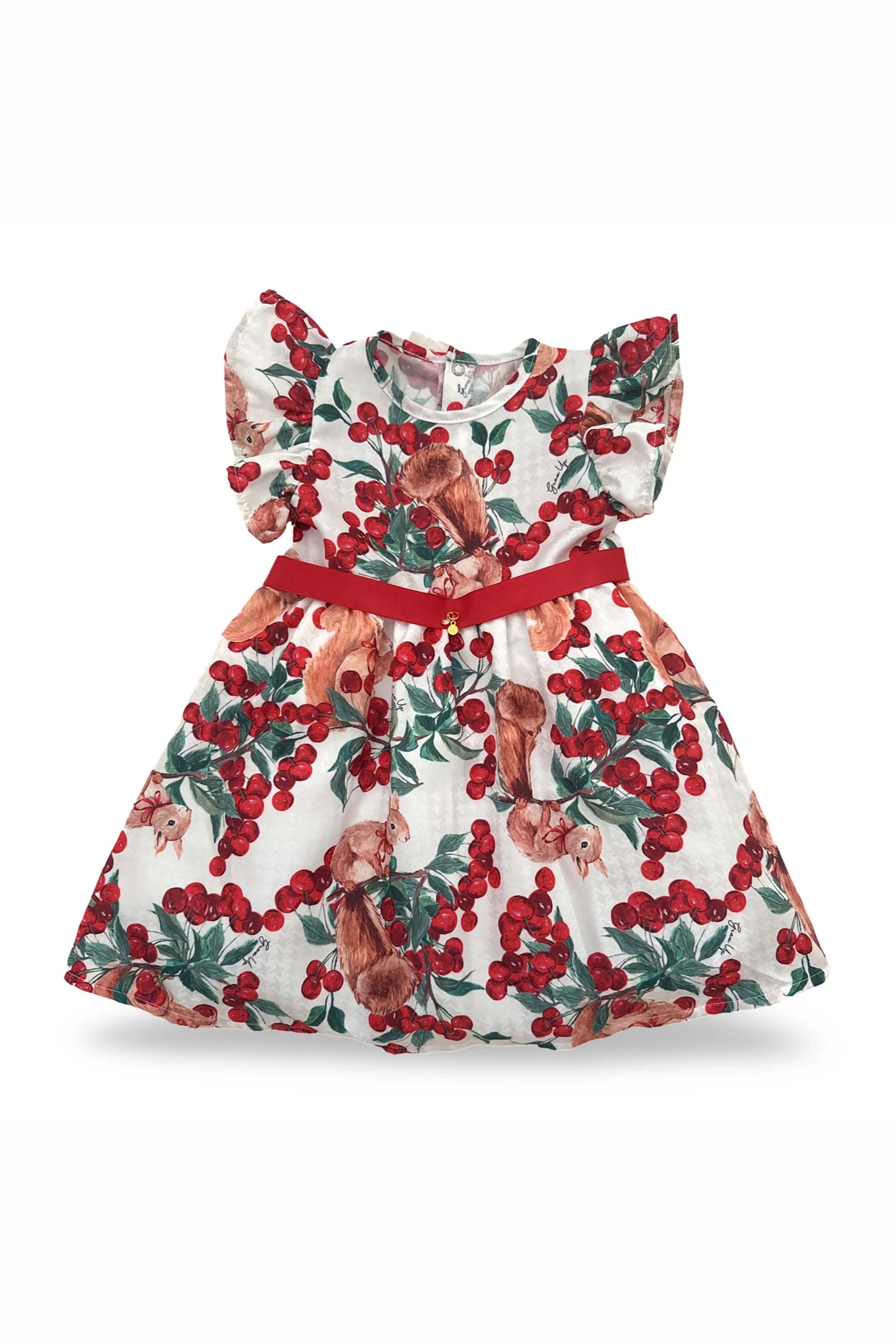 Vestido Infantil Cherry Celebration Estampa Esquilo e Cerejas — foto 4
