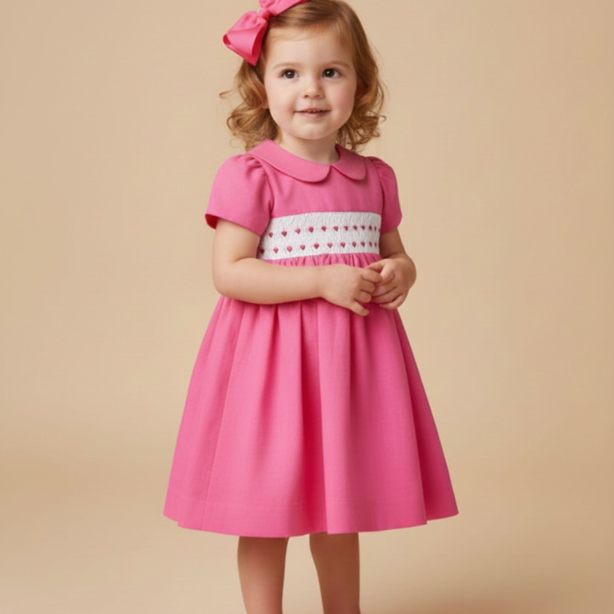 Vestido Baby Casinha de Abelha em Linho Rosa — foto 1